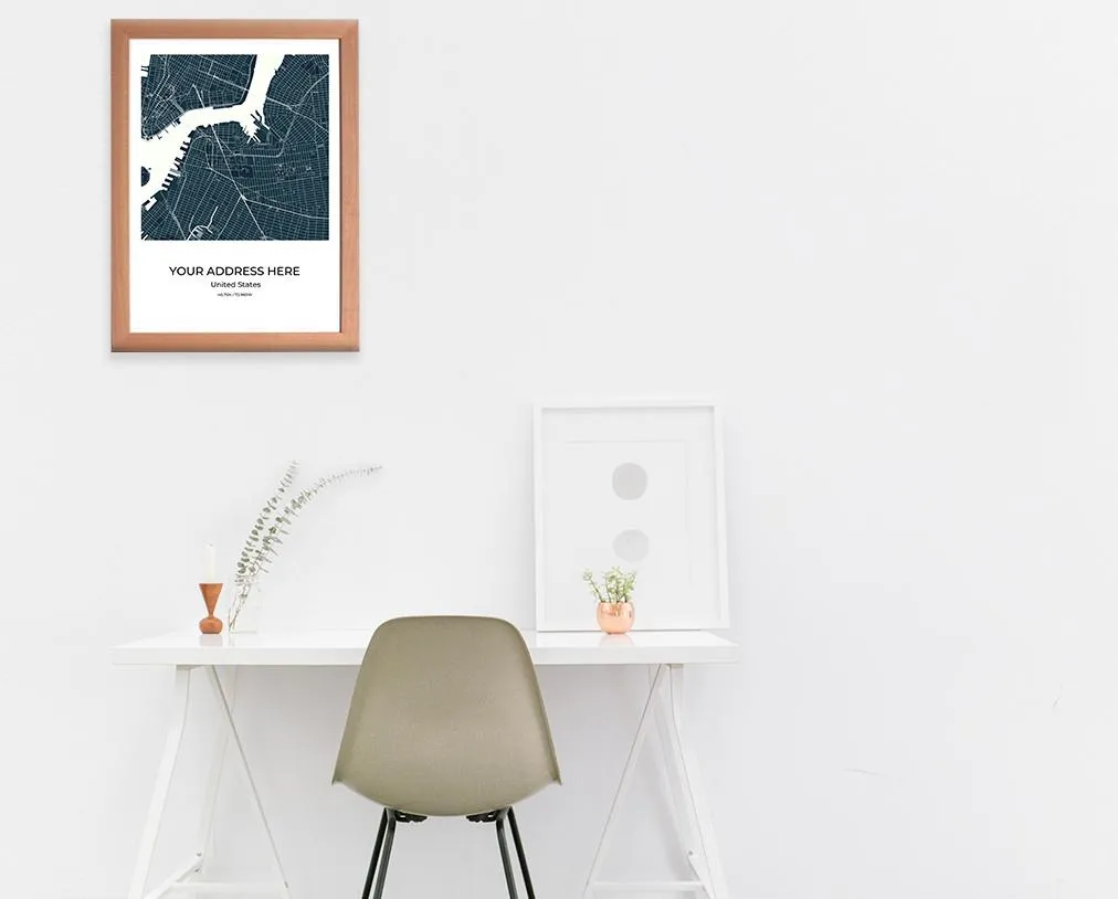 Edinburgh City Map Wall Art Poster with Wooden Frame