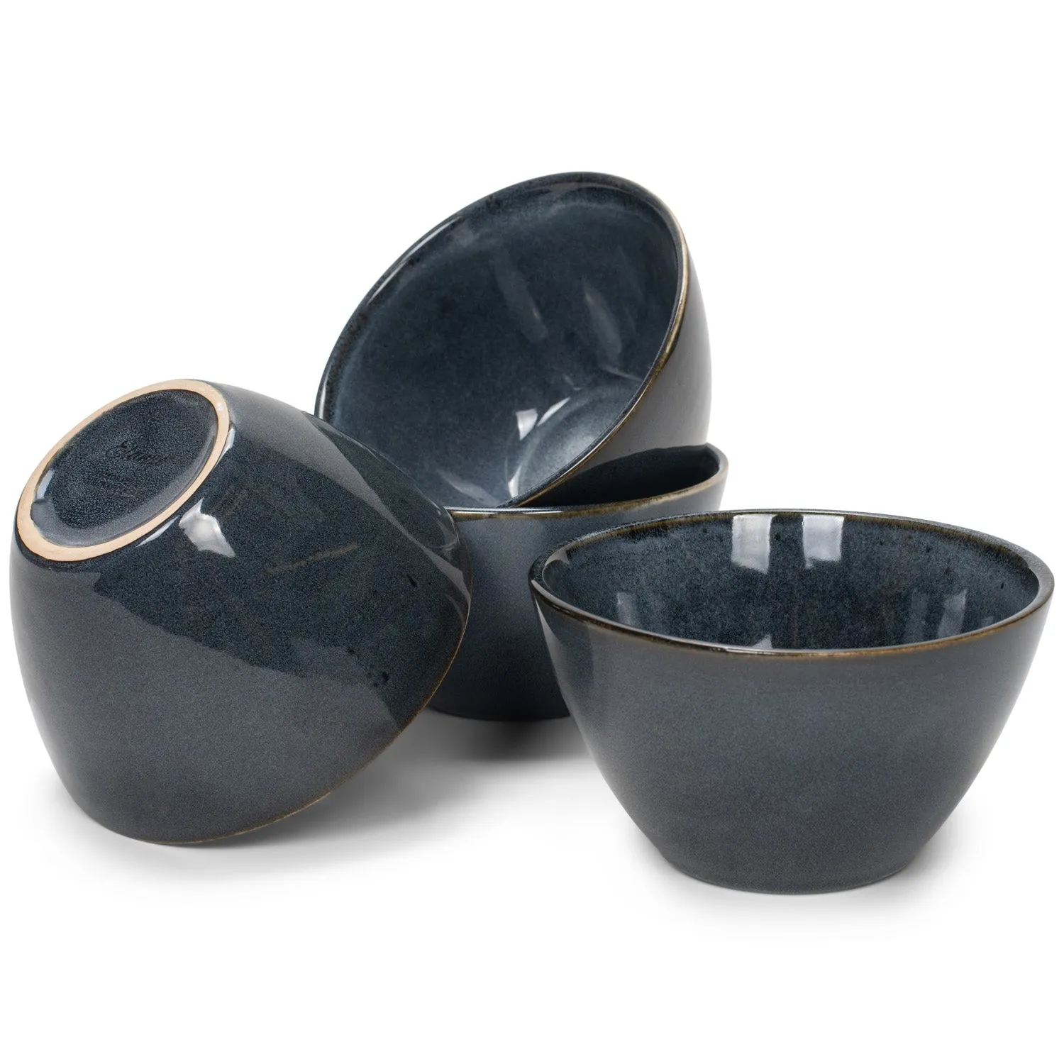 Elanze Designs Slant Side Glossy Ceramic 6.5 inch Contemporary Serving Bowl, Navy Blue