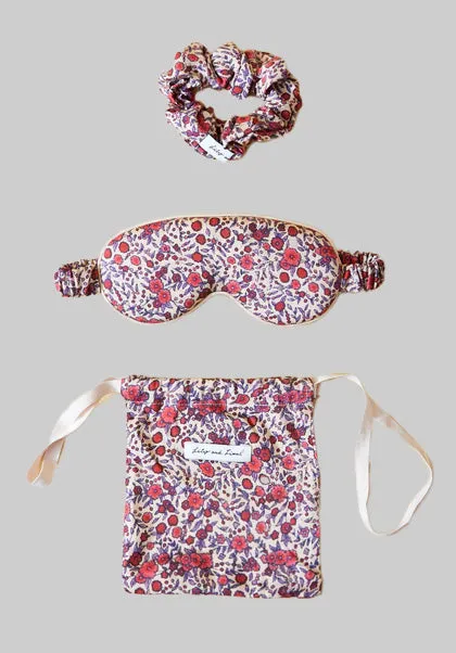 Ella Eye Mask Scrunchie Aster Print Set In Pink