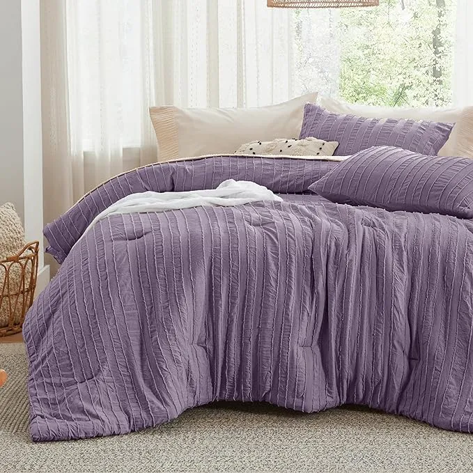 Embroidery Boho Striped Comforter Set