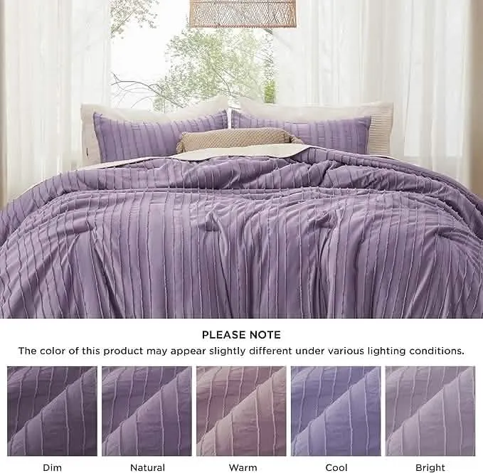 Embroidery Boho Striped Comforter Set