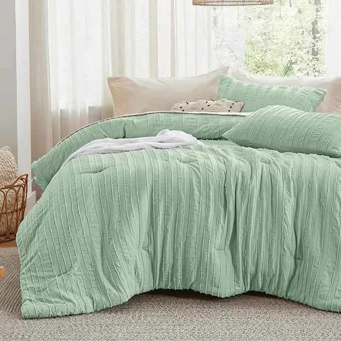 Embroidery Boho Striped Comforter Set