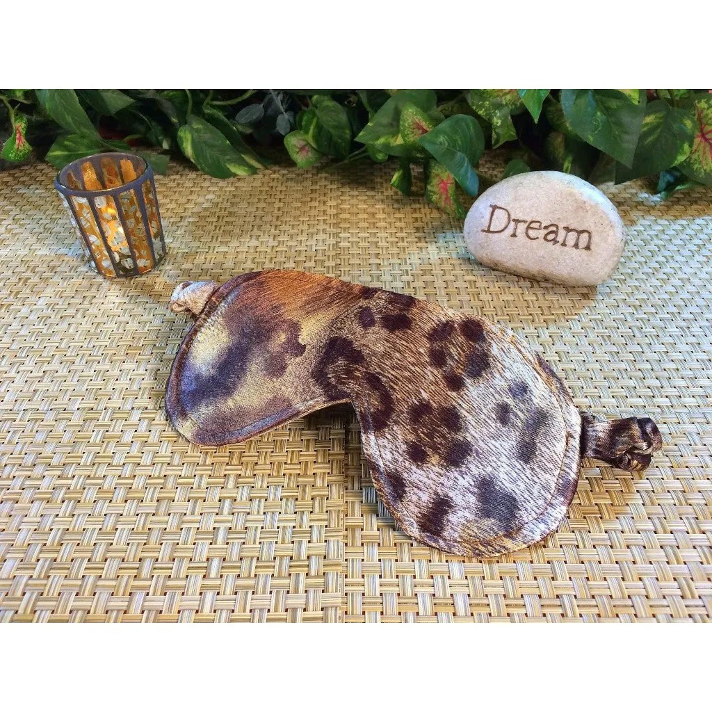 Eye Cover Sleep Mask. Brown Leopard Charmeuse Satin. The Perfect Night's Sleep.