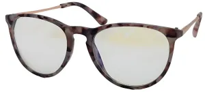 Fantas-Eyes Womens Harvardy Round Blue Light Filtering Glasses - Gray Tortoiseshell