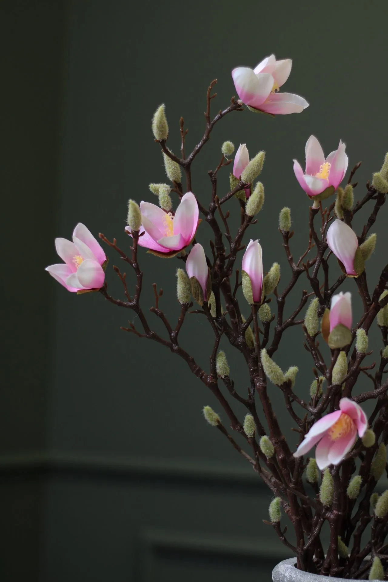 Faux Pale Pink Magnolia Stem