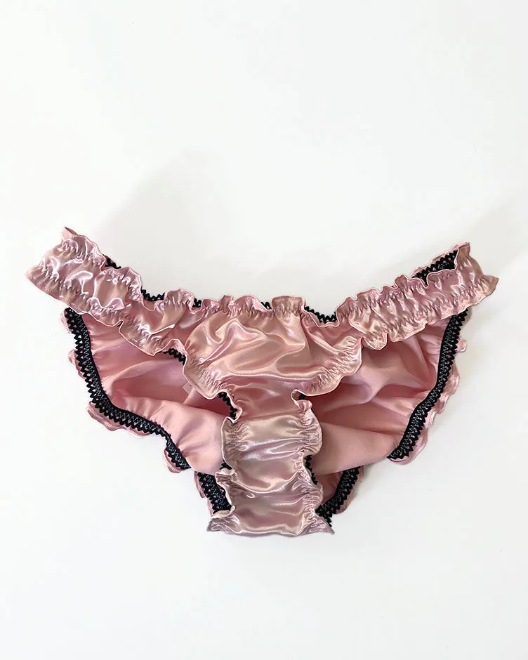 Florid Deadstock Satin Bloomers in Vintage Pink