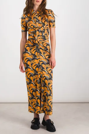 Flower printed ruched maxi dress