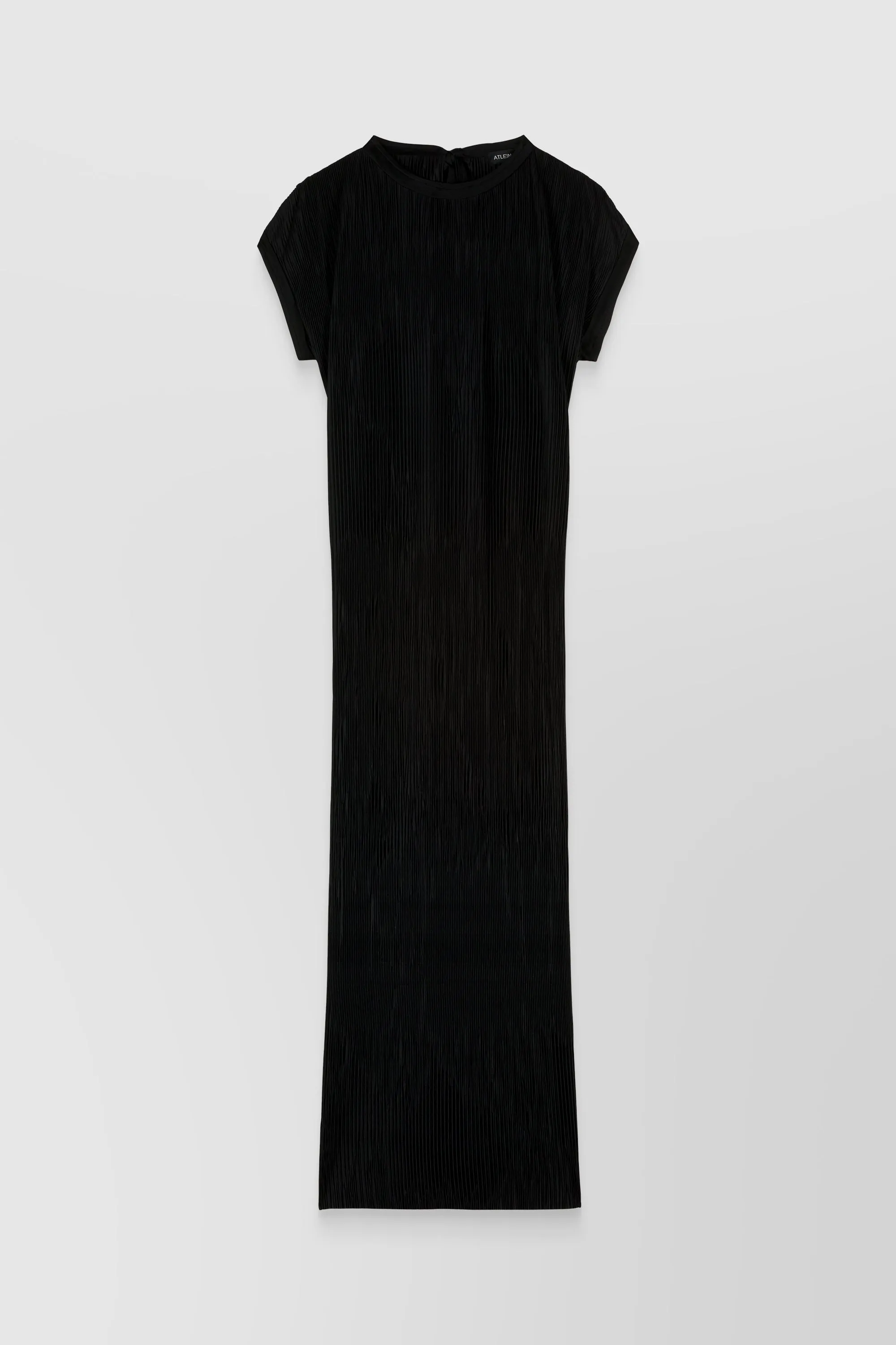 Fluid pleated recycled jersey satin tube midi dress