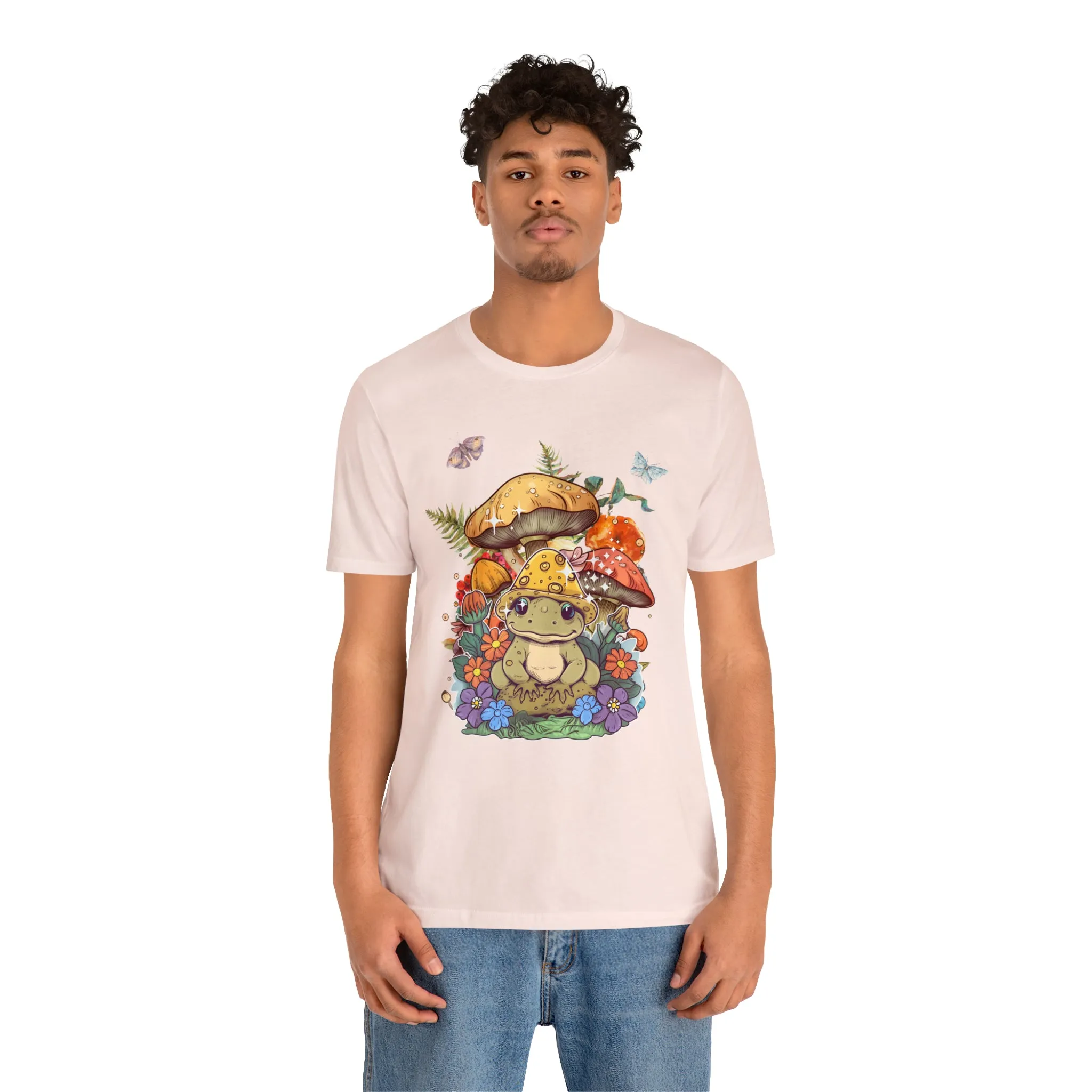 Frog and mushroom cute Unisex Jersey Short Sleeve Tee