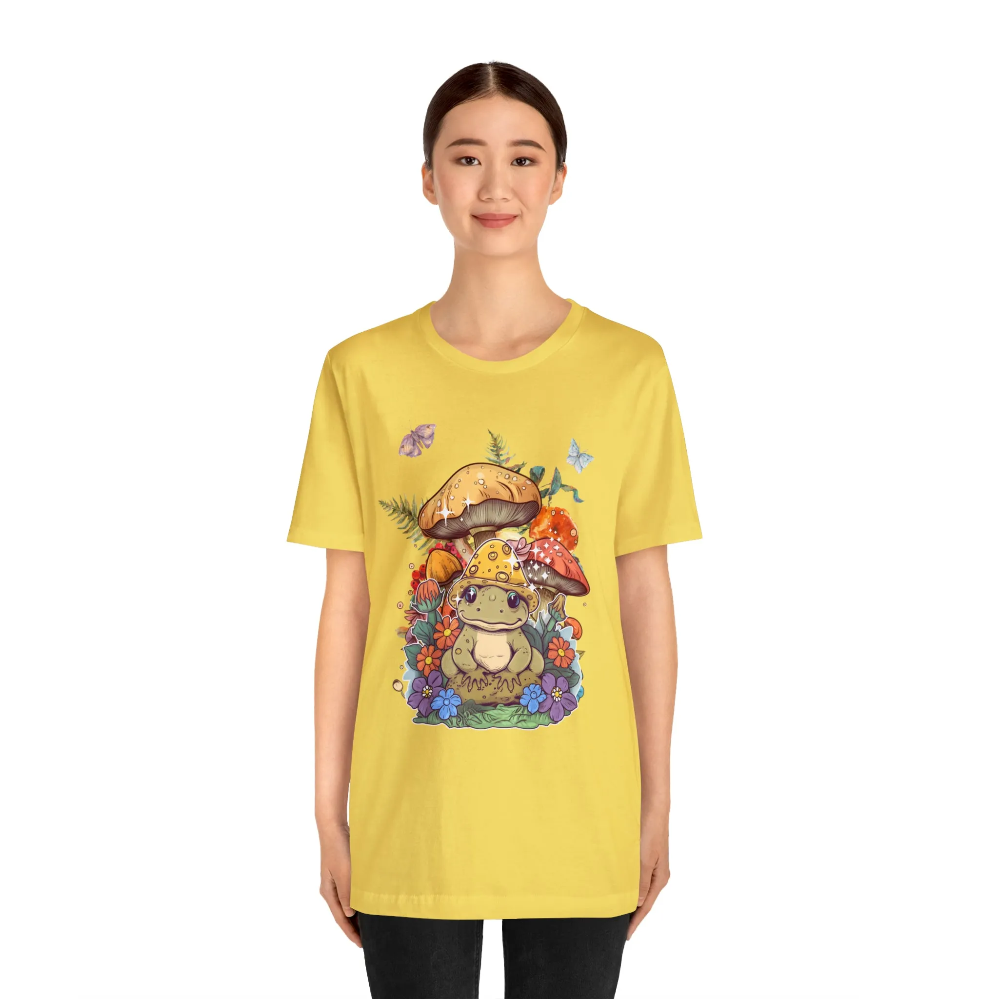 Frog and mushroom cute Unisex Jersey Short Sleeve Tee