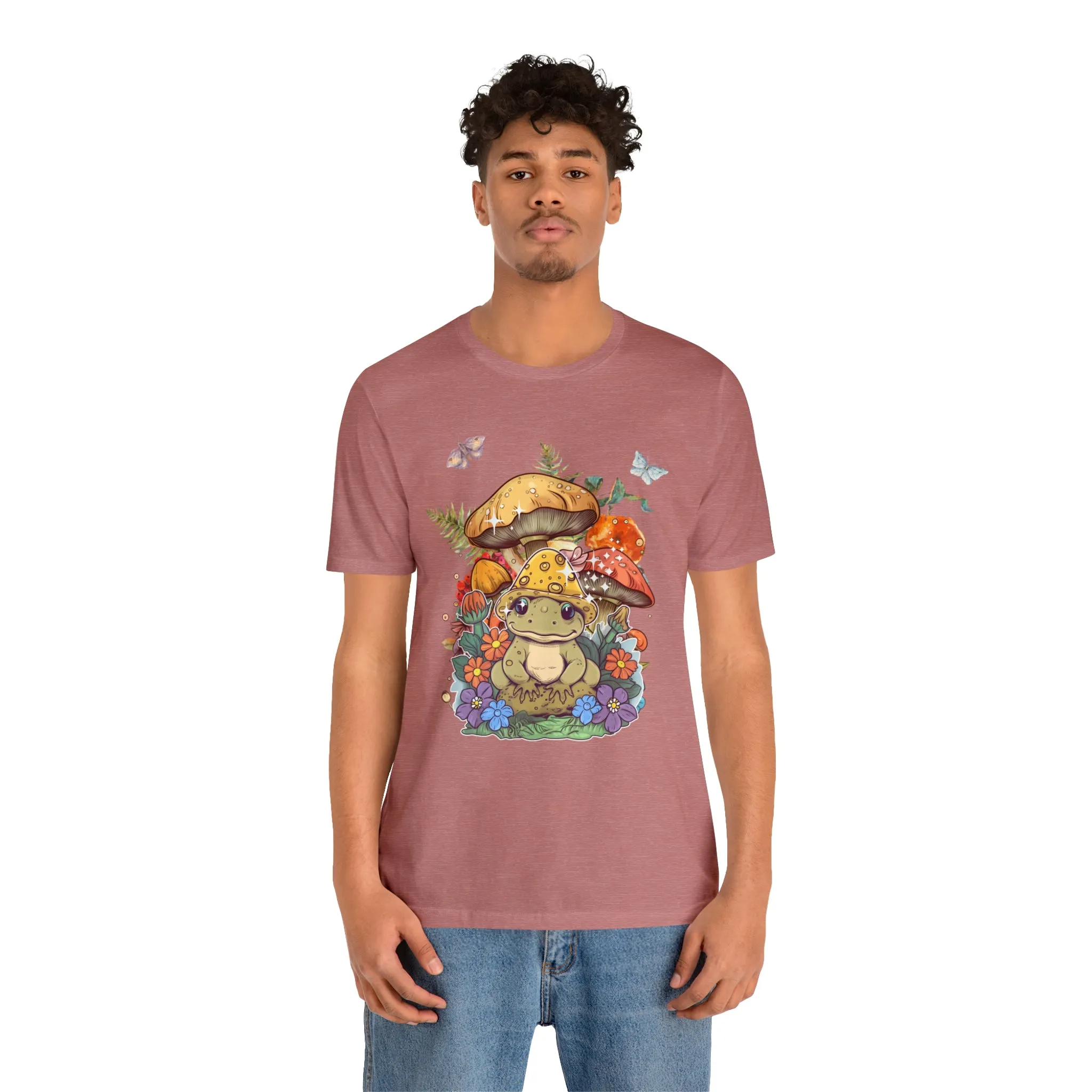 Frog and mushroom cute Unisex Jersey Short Sleeve Tee