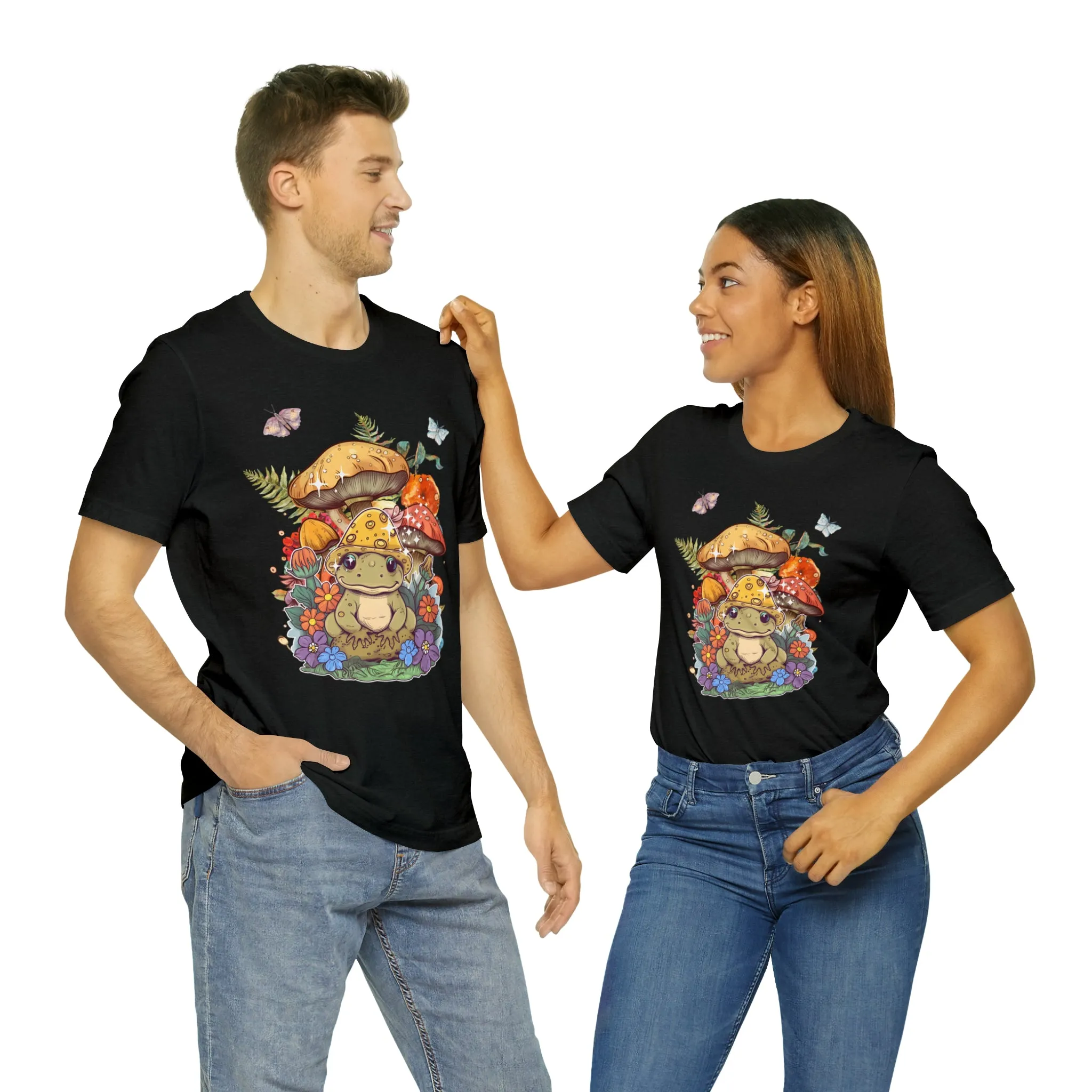 Frog and mushroom cute Unisex Jersey Short Sleeve Tee