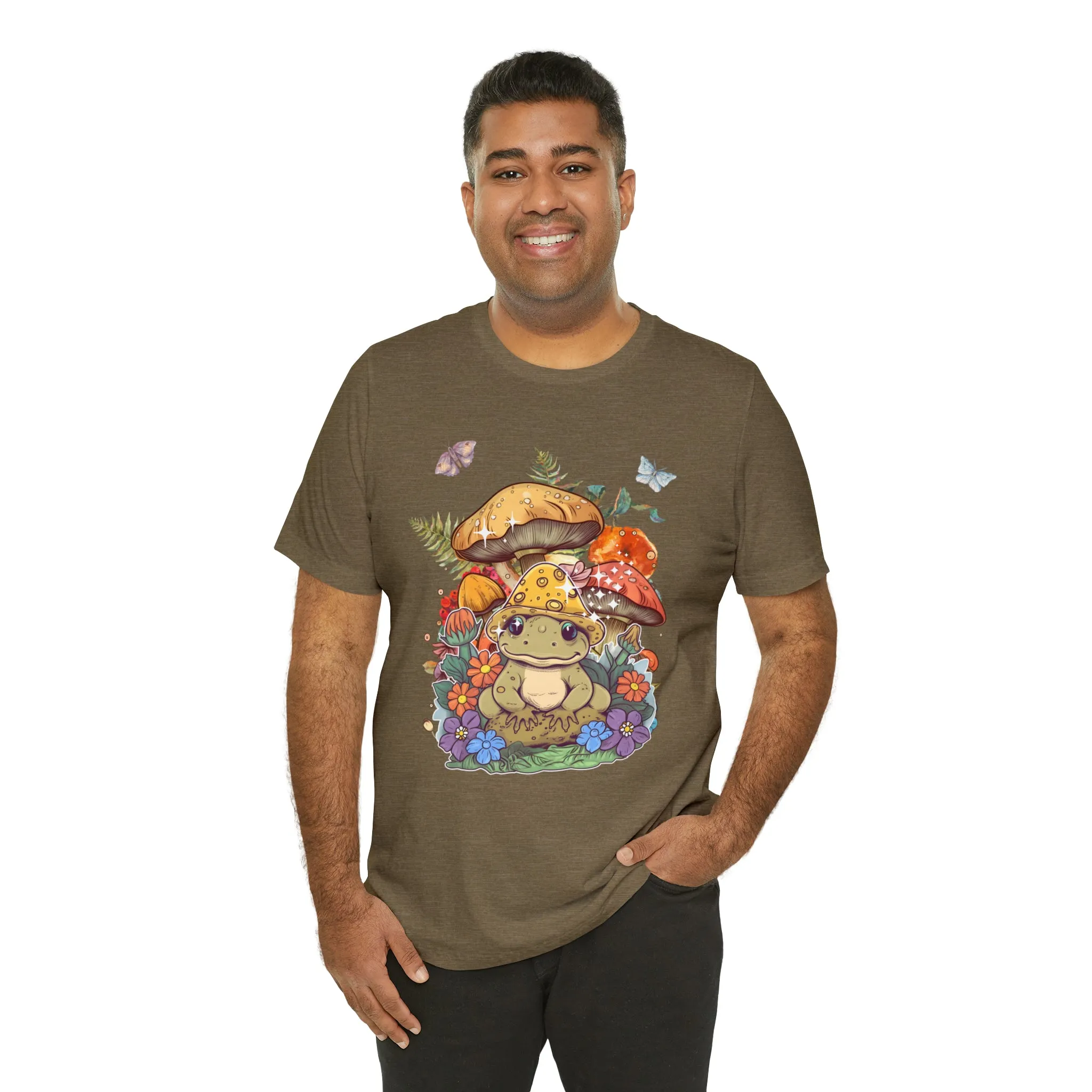 Frog and mushroom cute Unisex Jersey Short Sleeve Tee