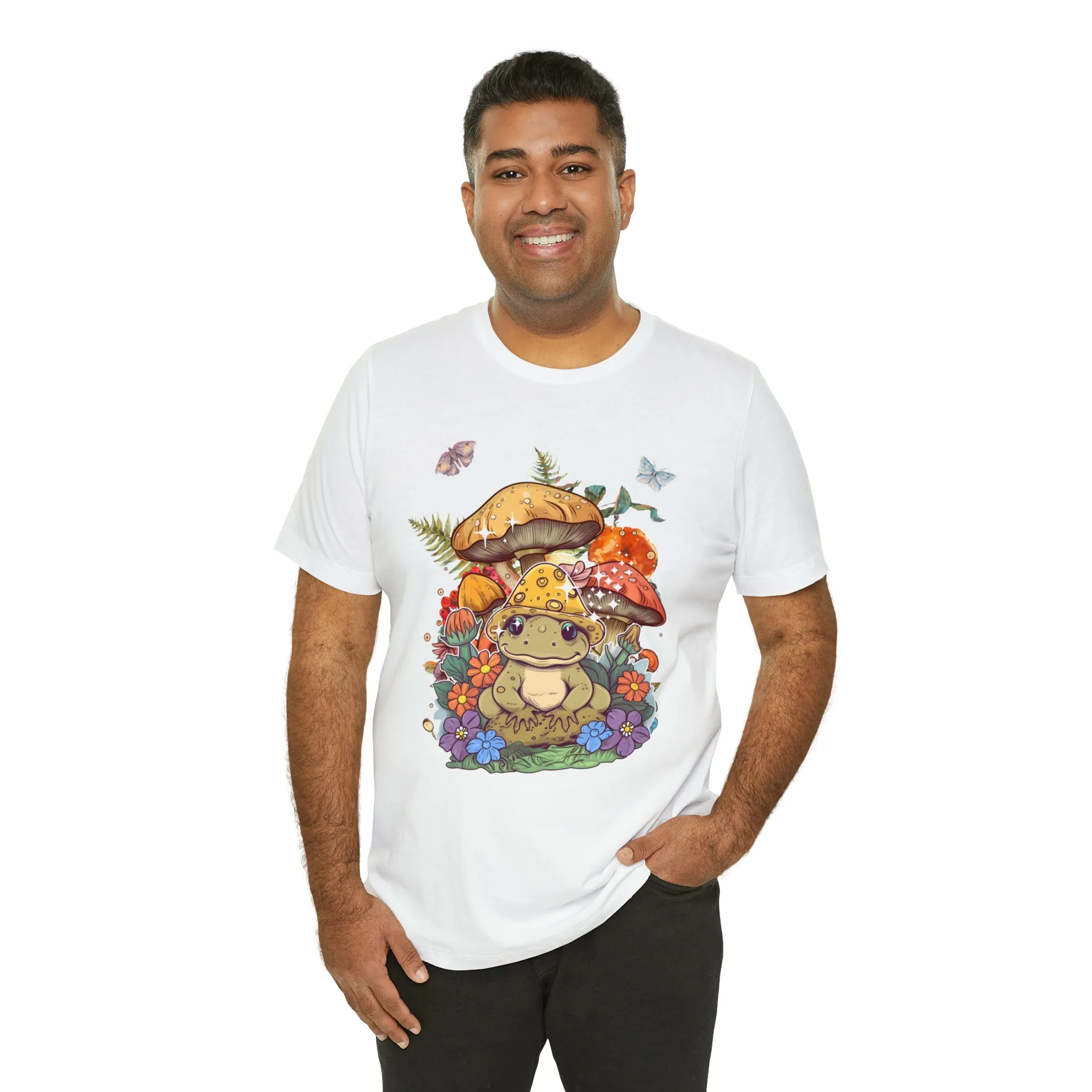 Frog and mushroom cute Unisex Jersey Short Sleeve Tee