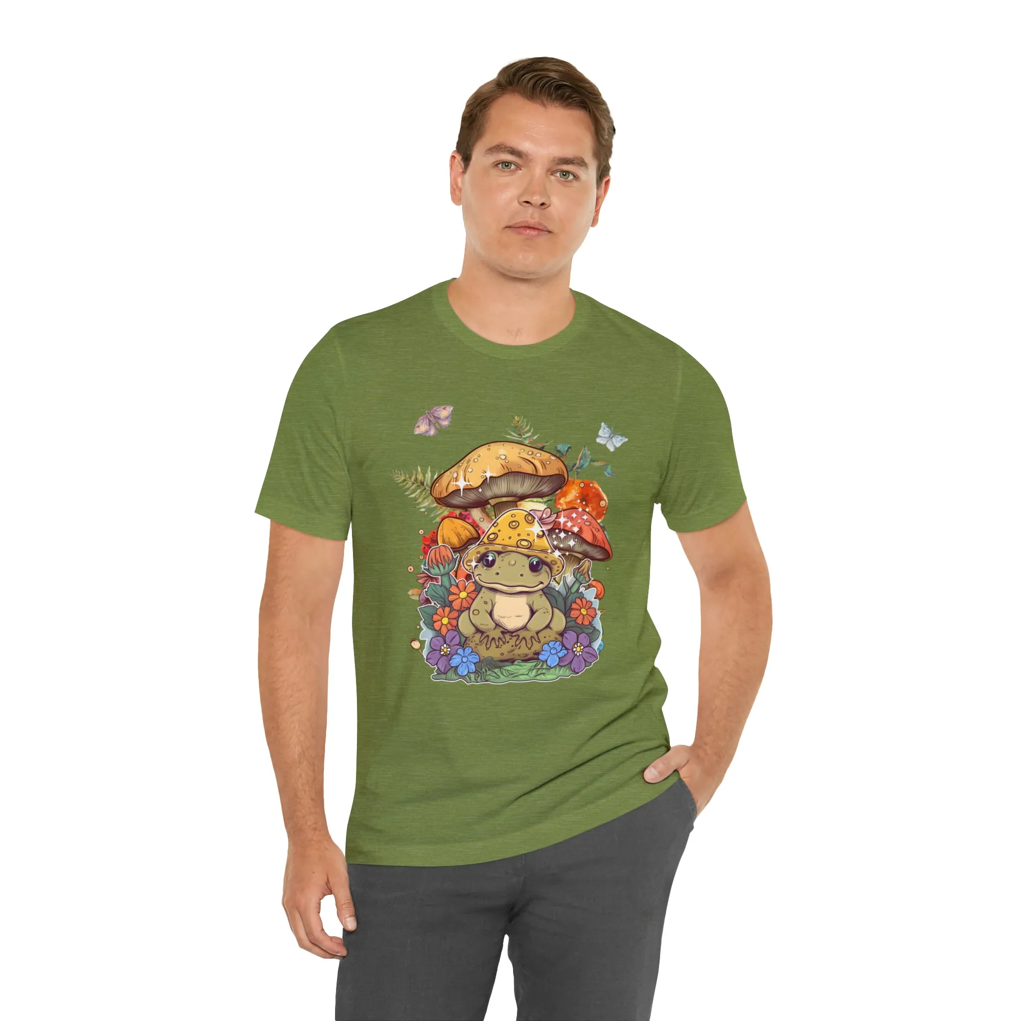 Frog and mushroom cute Unisex Jersey Short Sleeve Tee