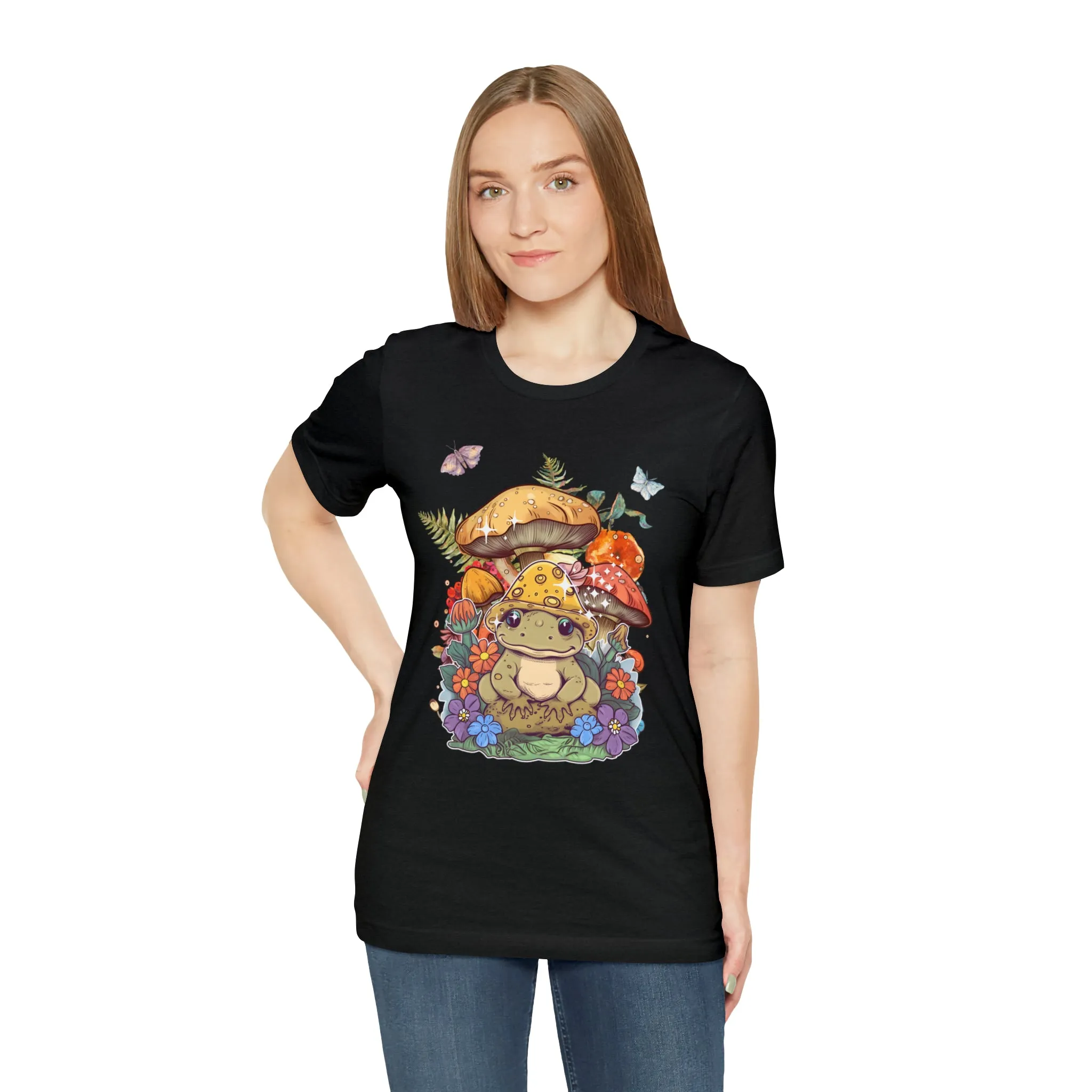 Frog and mushroom cute Unisex Jersey Short Sleeve Tee