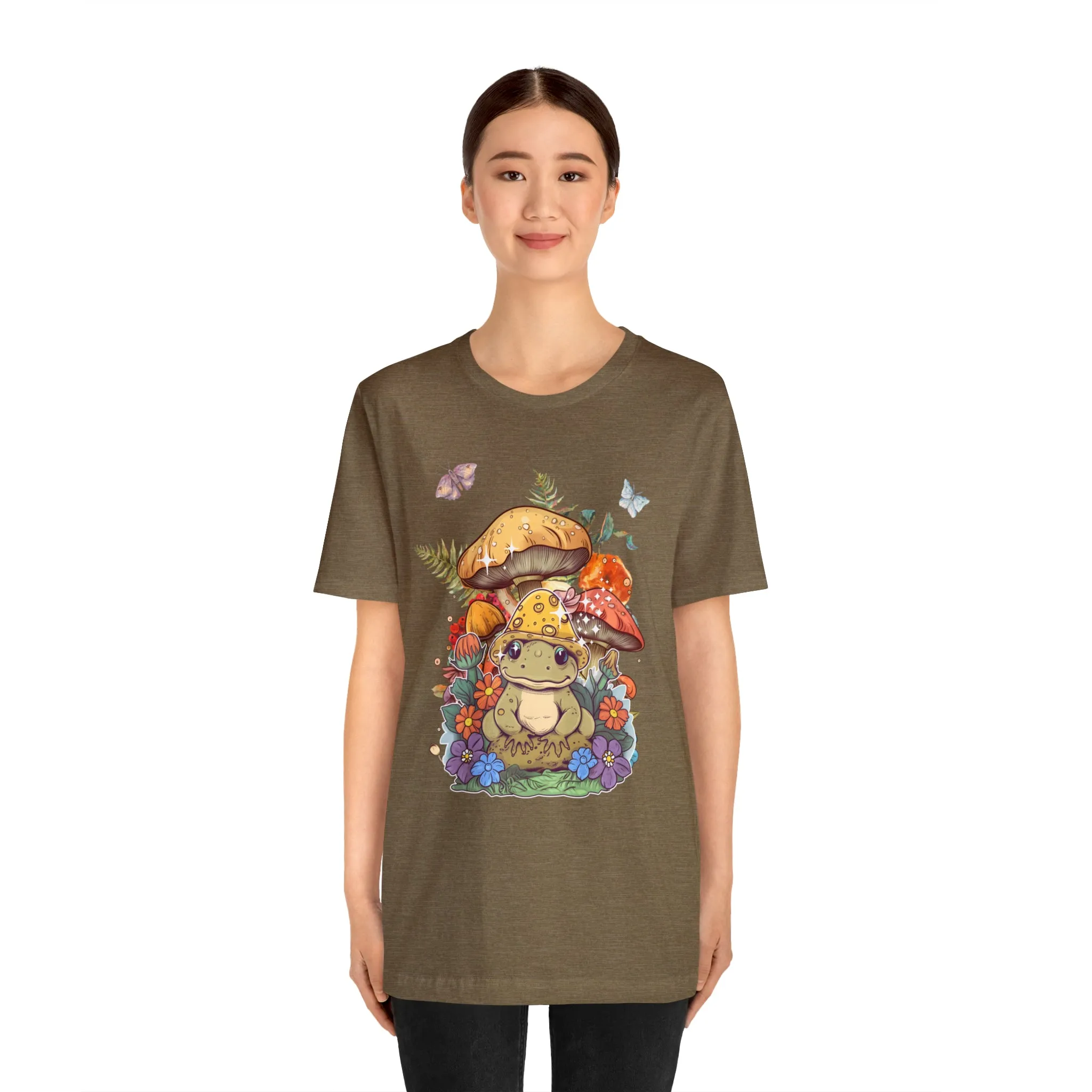 Frog and mushroom cute Unisex Jersey Short Sleeve Tee