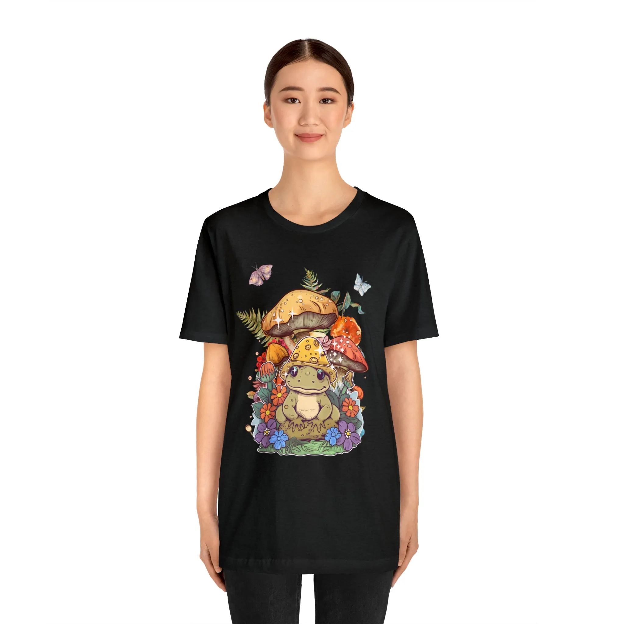 Frog and mushroom cute Unisex Jersey Short Sleeve Tee