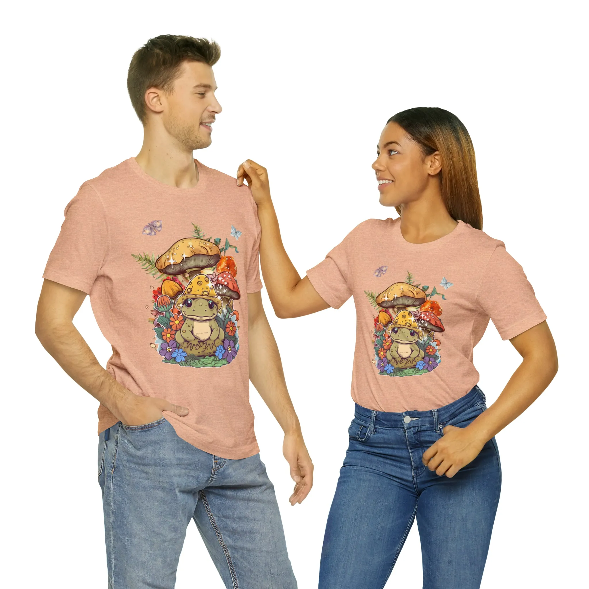 Frog and mushroom cute Unisex Jersey Short Sleeve Tee