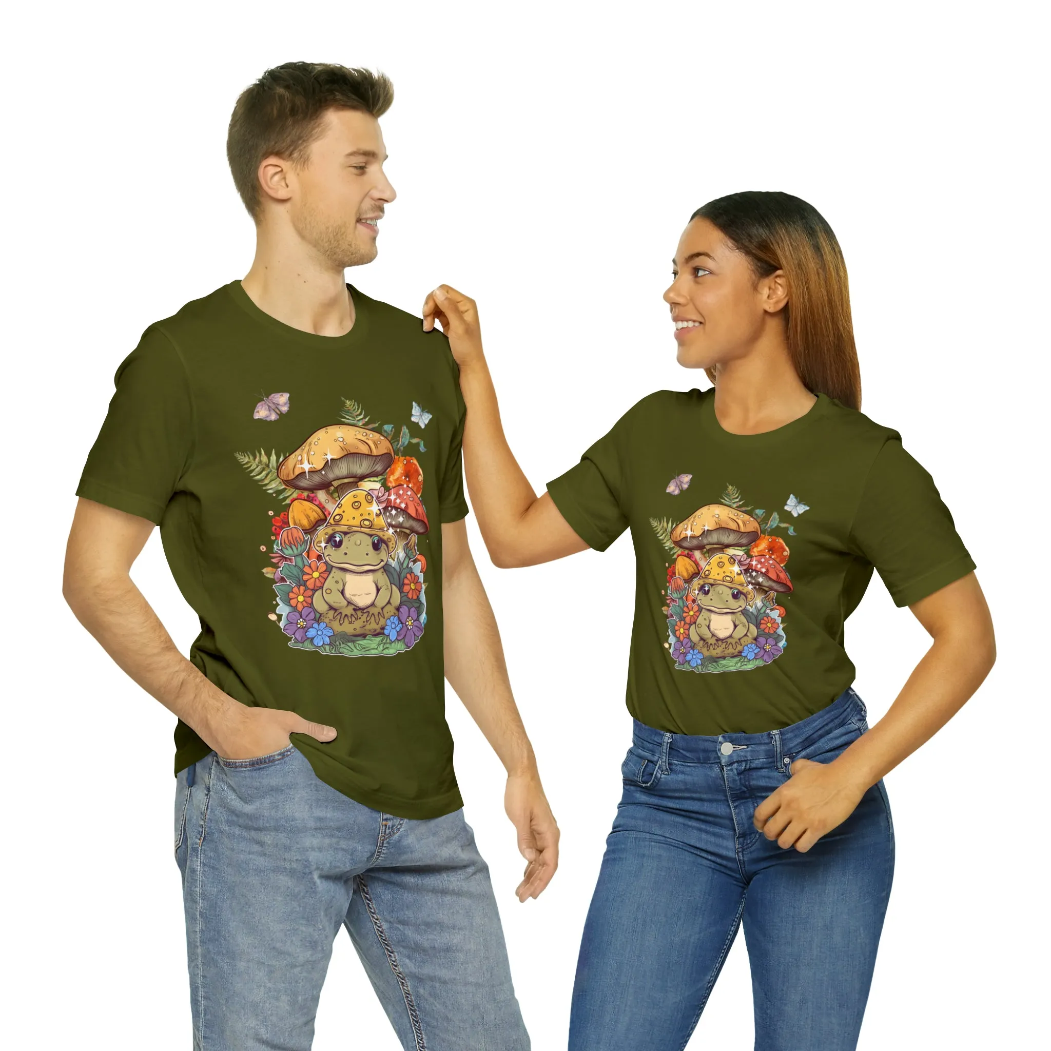 Frog and mushroom cute Unisex Jersey Short Sleeve Tee