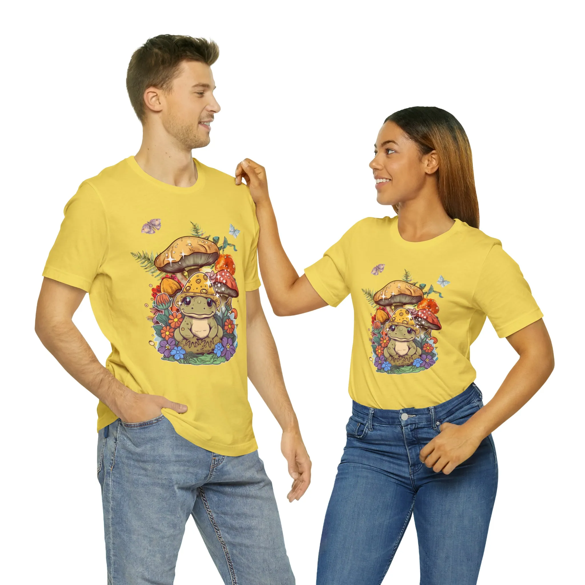 Frog and mushroom cute Unisex Jersey Short Sleeve Tee