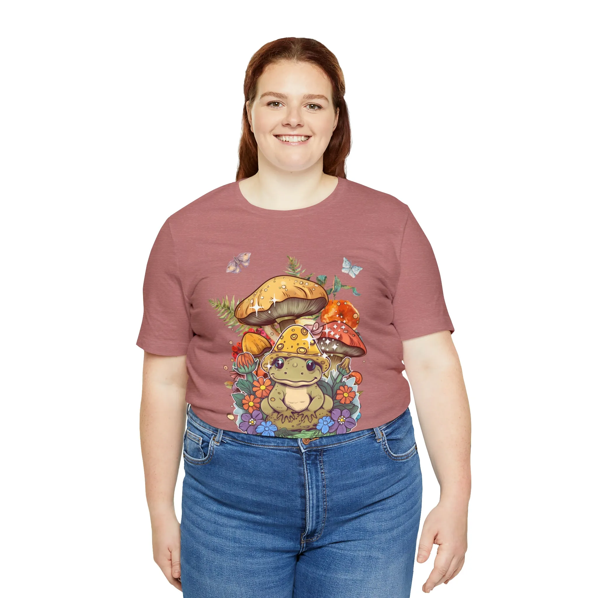 Frog and mushroom cute Unisex Jersey Short Sleeve Tee