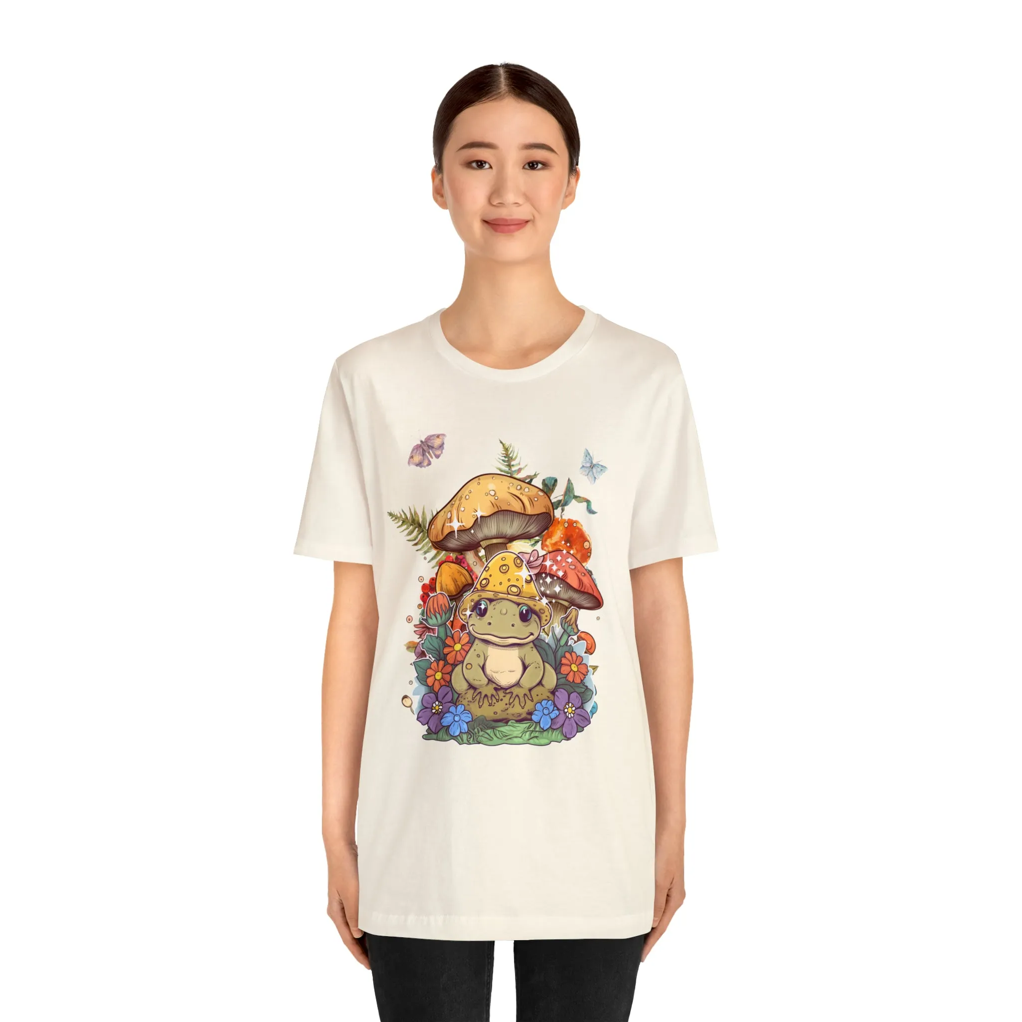 Frog and mushroom cute Unisex Jersey Short Sleeve Tee