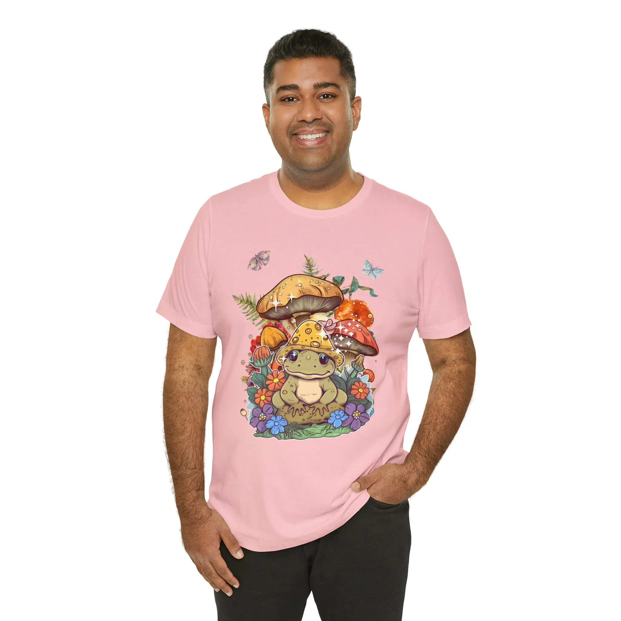 Frog and mushroom cute Unisex Jersey Short Sleeve Tee