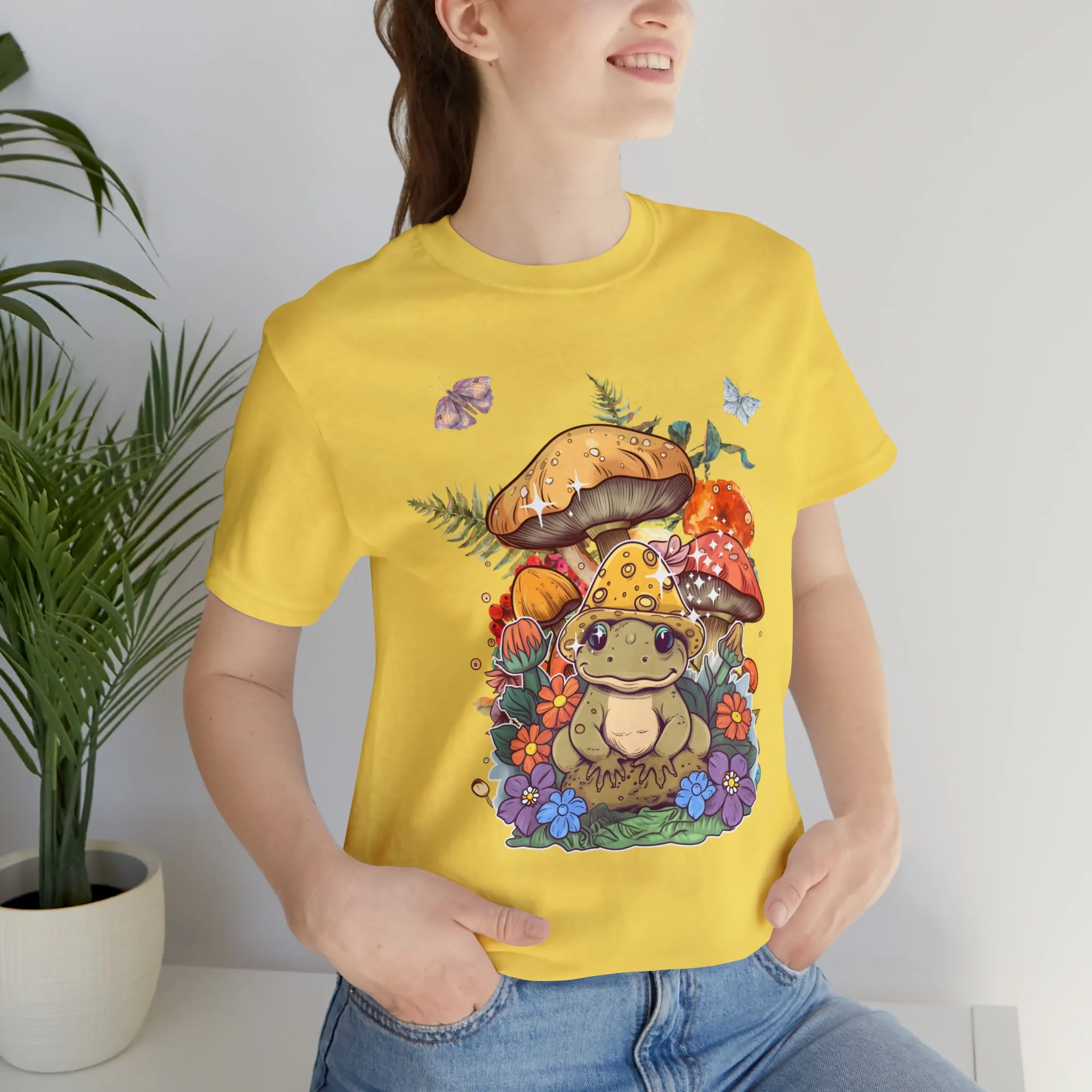 Frog and mushroom cute Unisex Jersey Short Sleeve Tee