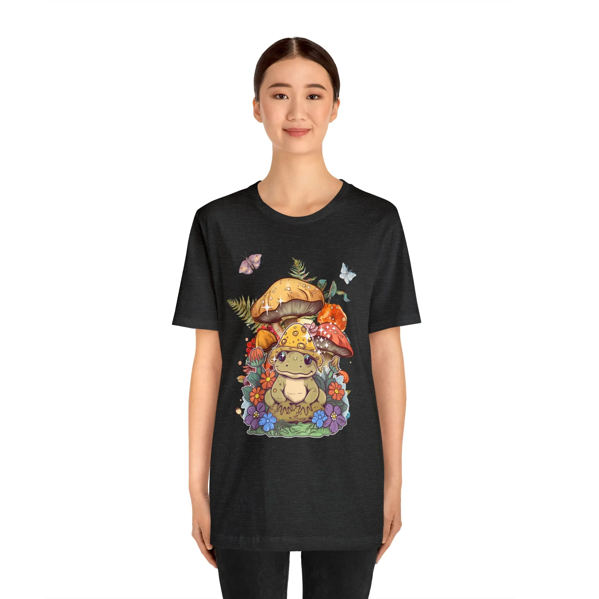 Frog and mushroom cute Unisex Jersey Short Sleeve Tee