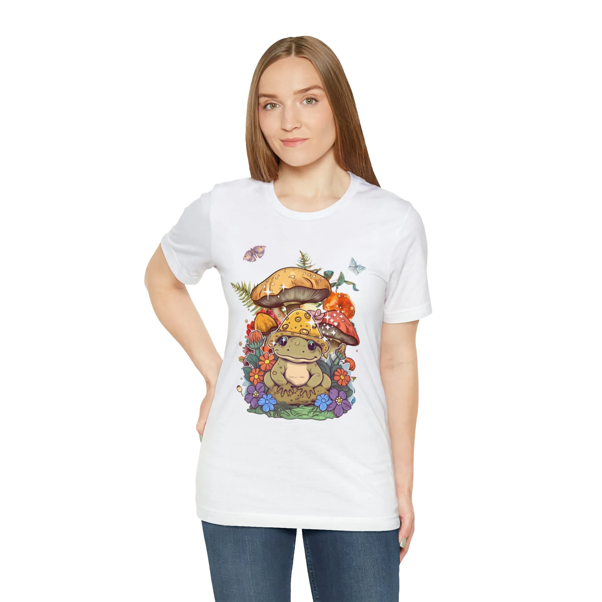 Frog and mushroom cute Unisex Jersey Short Sleeve Tee