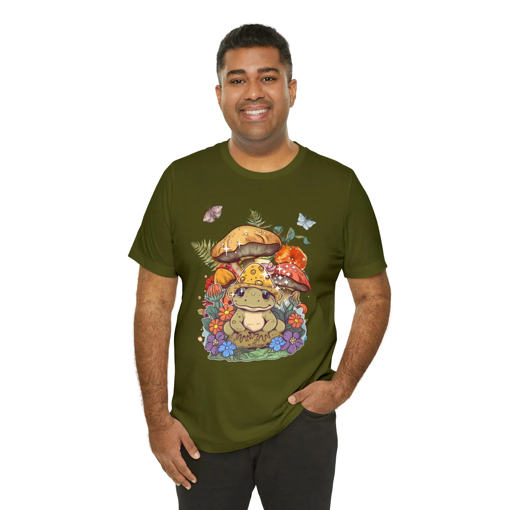 Frog and mushroom cute Unisex Jersey Short Sleeve Tee