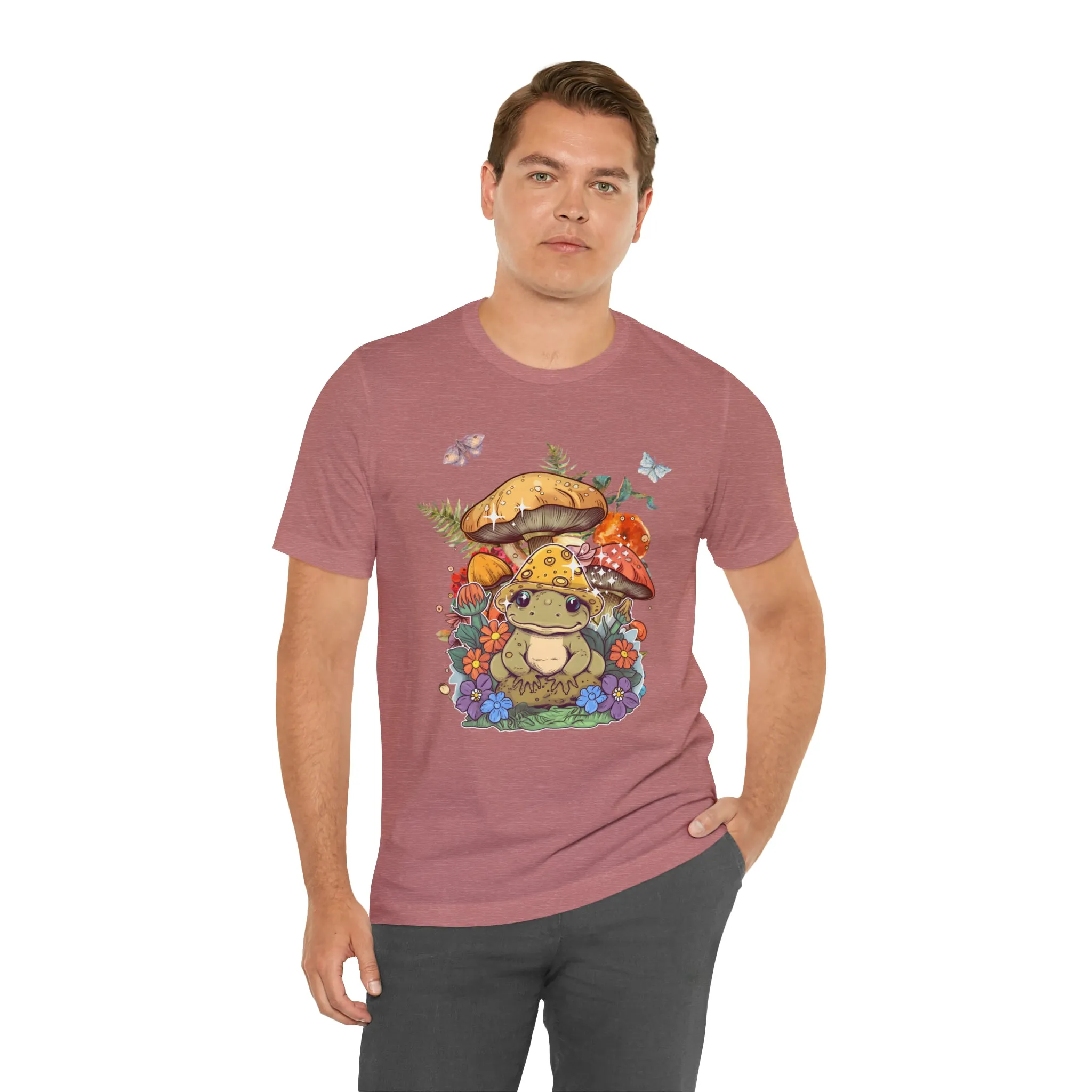 Frog and mushroom cute Unisex Jersey Short Sleeve Tee