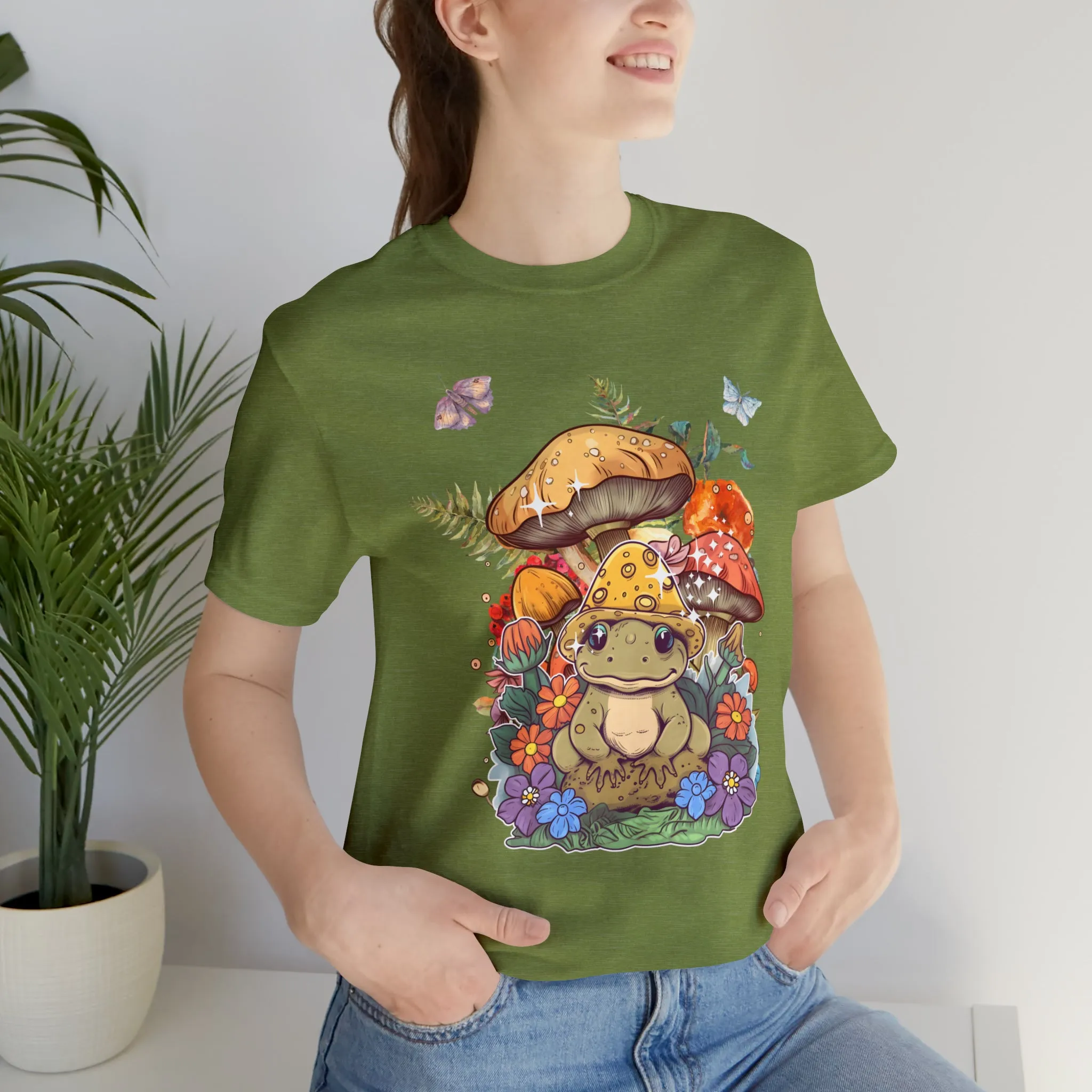 Frog and mushroom cute Unisex Jersey Short Sleeve Tee