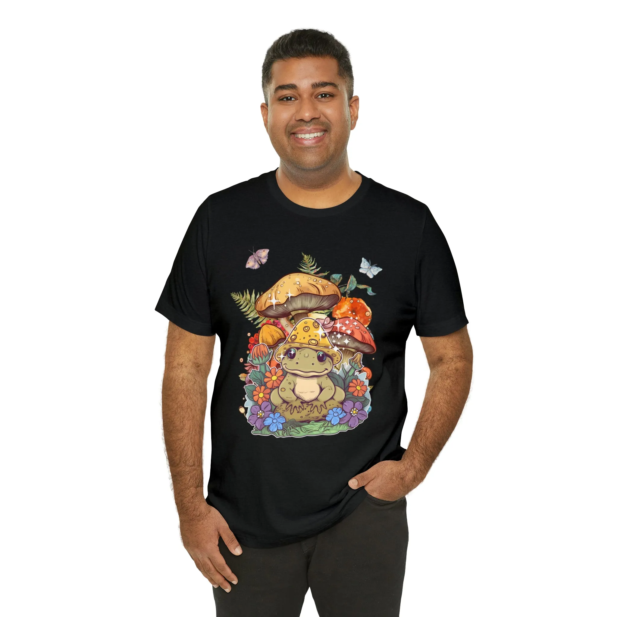 Frog and mushroom cute Unisex Jersey Short Sleeve Tee