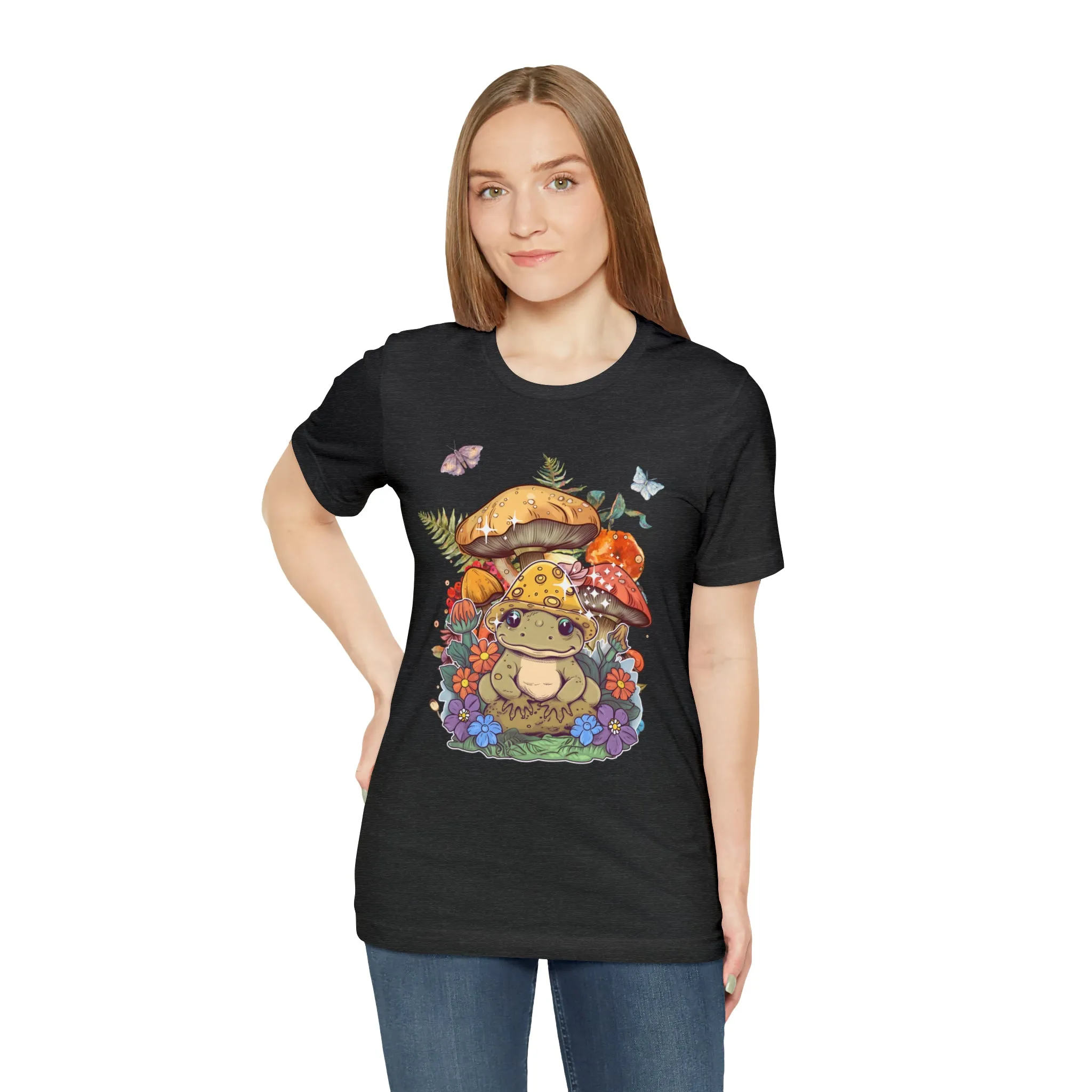 Frog and mushroom cute Unisex Jersey Short Sleeve Tee