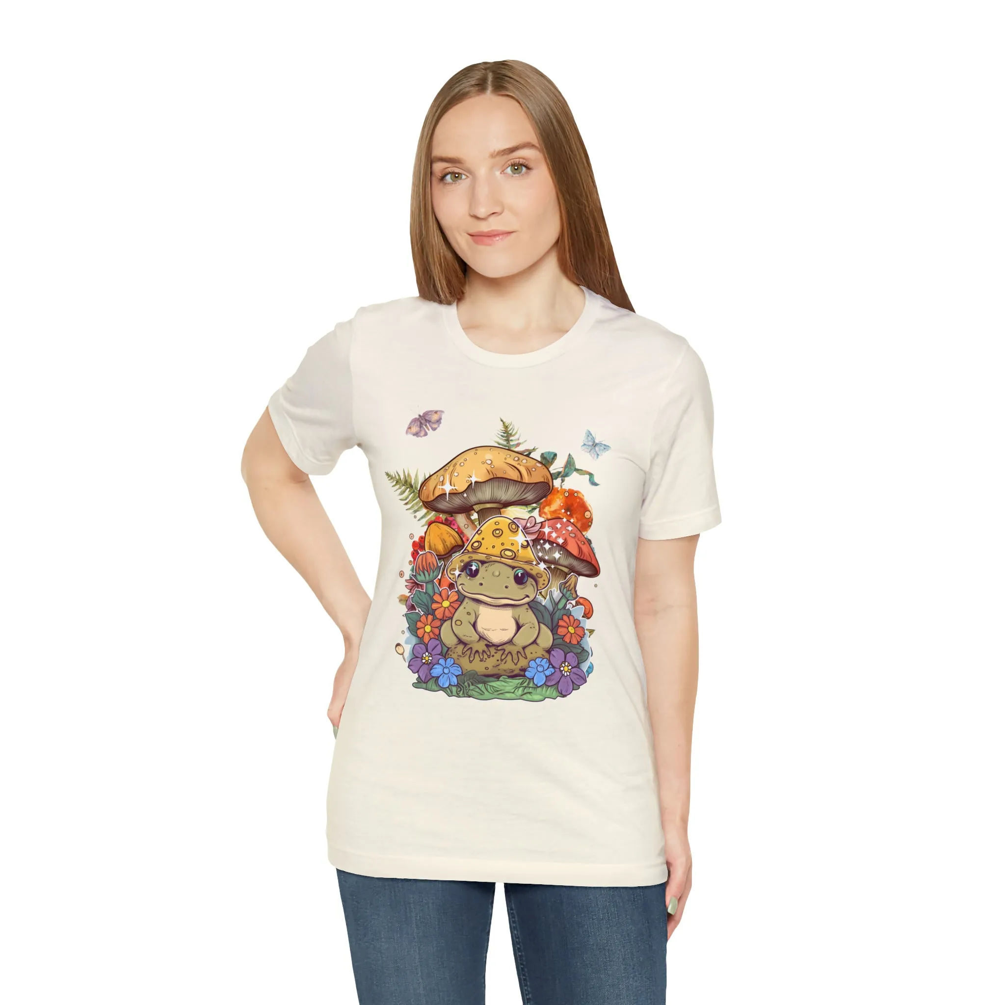 Frog and mushroom cute Unisex Jersey Short Sleeve Tee