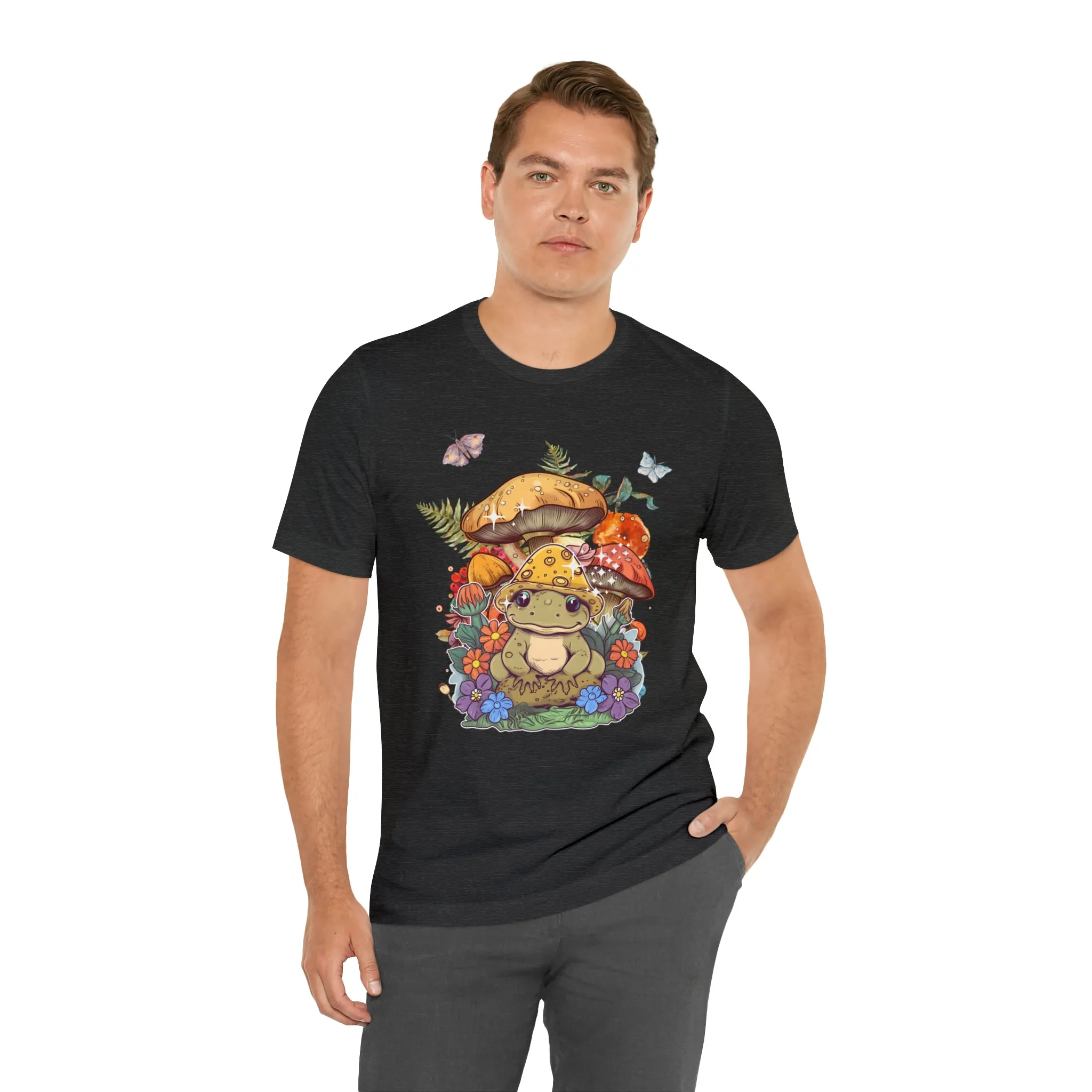 Frog and mushroom cute Unisex Jersey Short Sleeve Tee