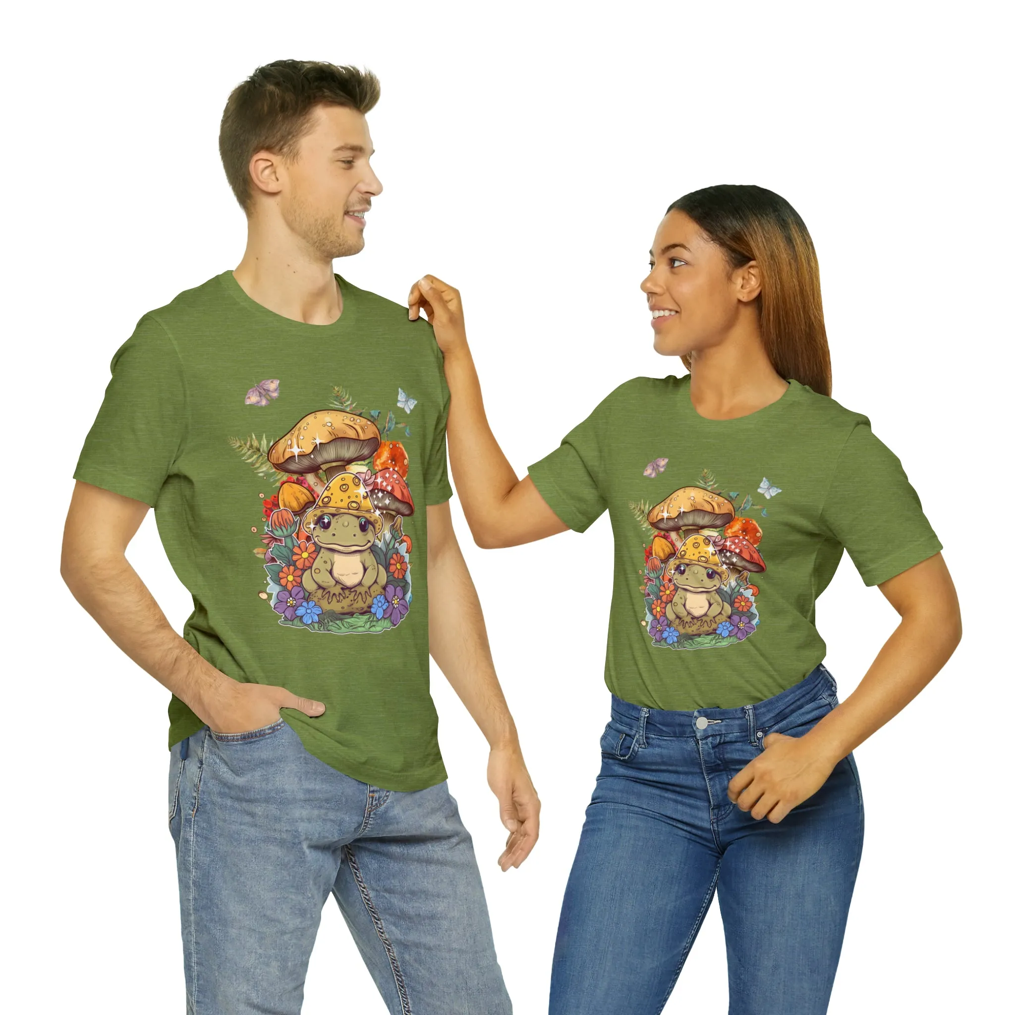 Frog and mushroom cute Unisex Jersey Short Sleeve Tee