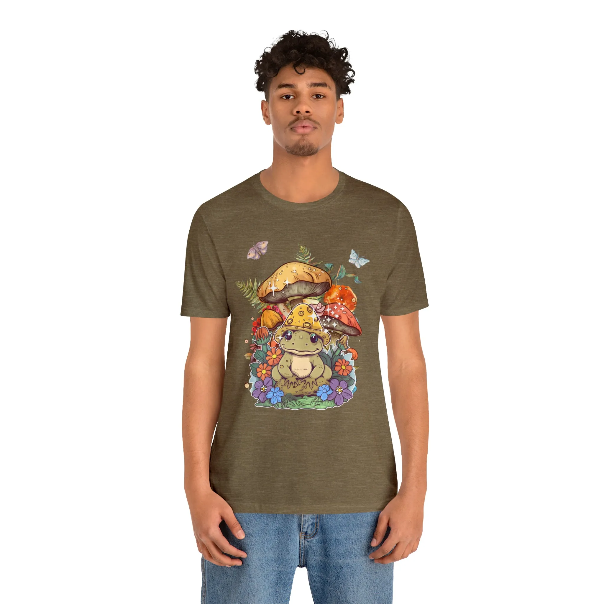 Frog and mushroom cute Unisex Jersey Short Sleeve Tee