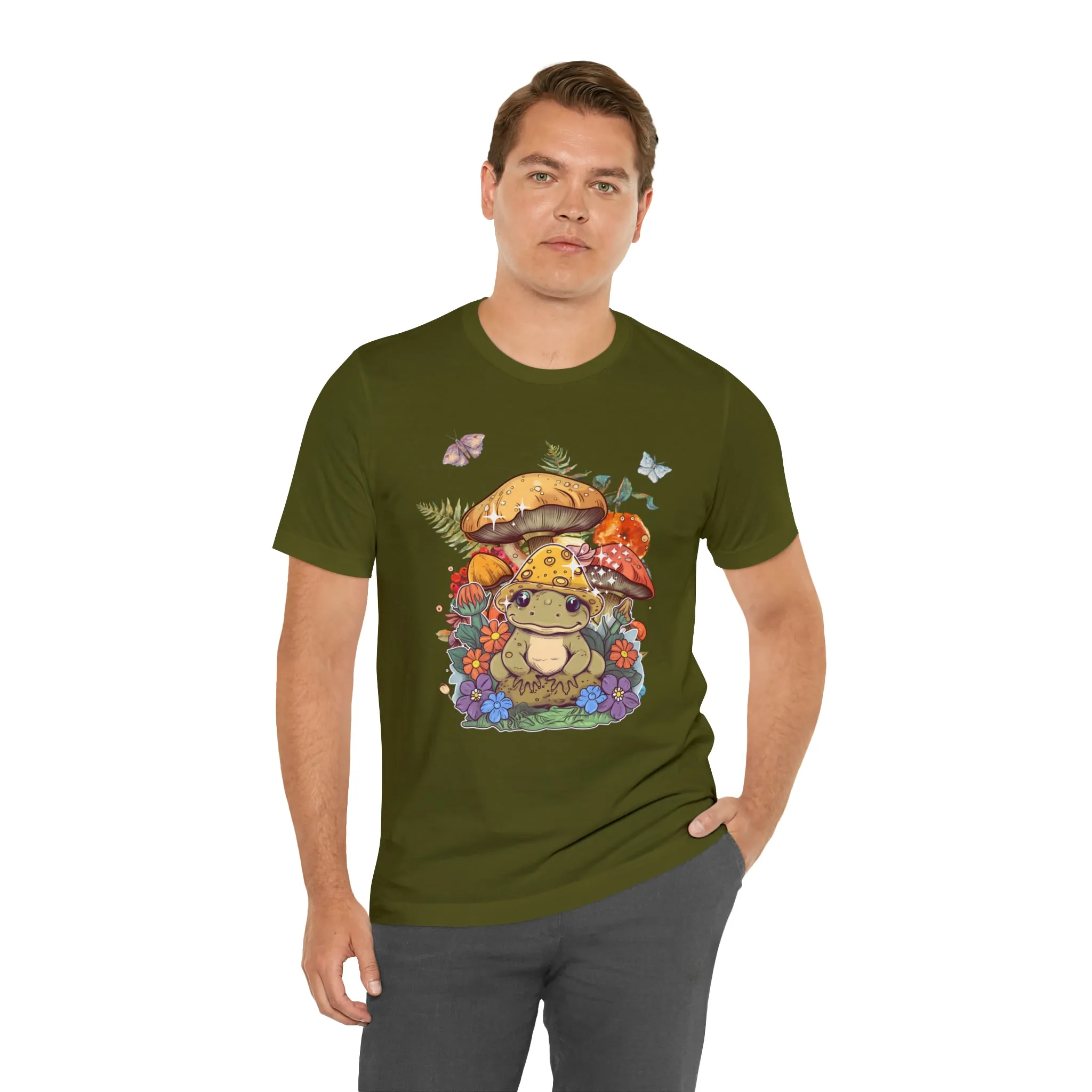 Frog and mushroom cute Unisex Jersey Short Sleeve Tee