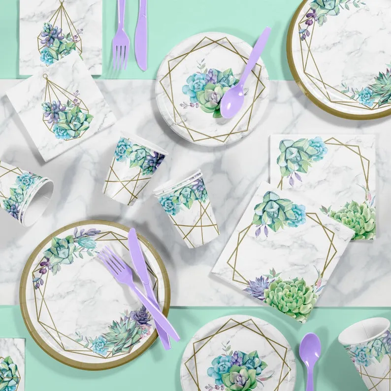 Geometric Succulent Luncheon Napkins