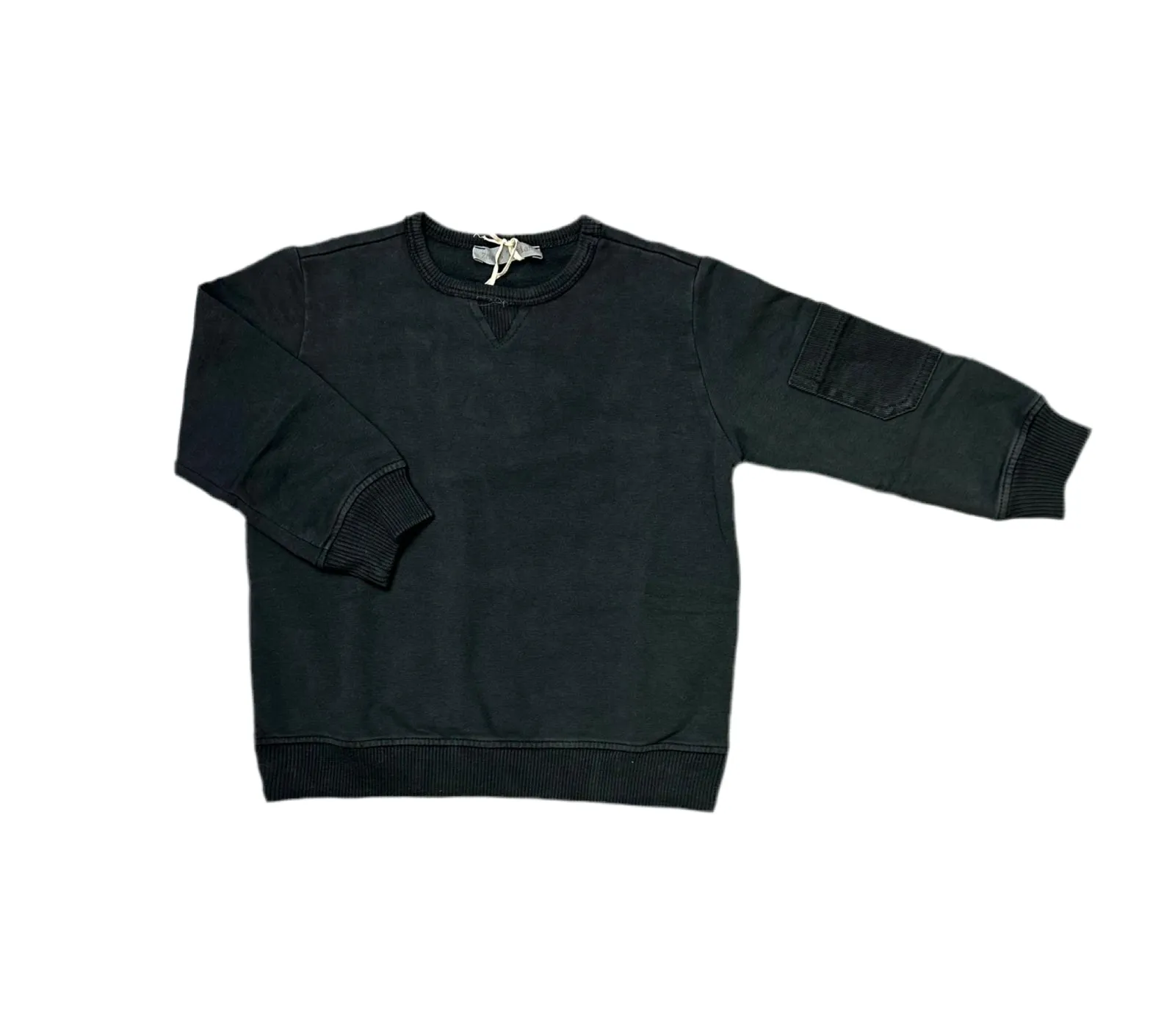 Gray Black Pocket Sleeve Sweatshirt