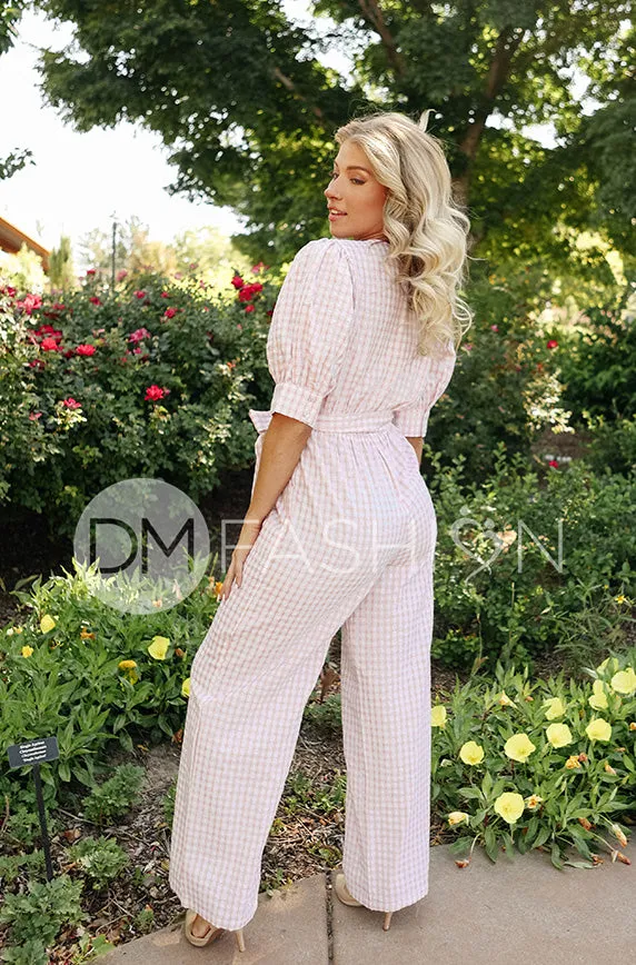 Inverness Pink Gingham Jumpsuit - DM Exclusive - Nursing Friendly