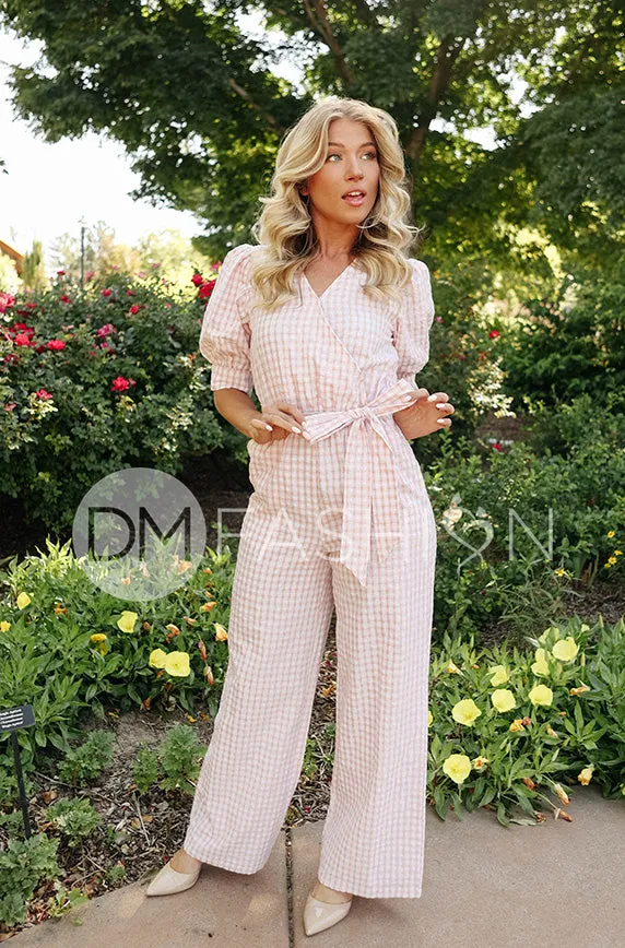 Inverness Pink Gingham Jumpsuit - DM Exclusive - Nursing Friendly