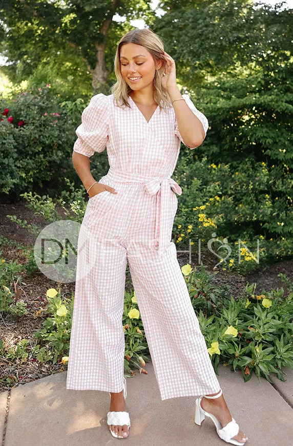 Inverness Pink Gingham Jumpsuit - DM Exclusive - Nursing Friendly