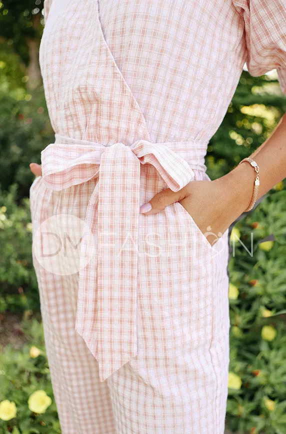 Inverness Pink Gingham Jumpsuit - DM Exclusive - Nursing Friendly