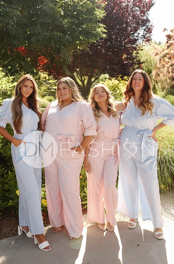 Inverness Pink Gingham Jumpsuit - DM Exclusive - Nursing Friendly