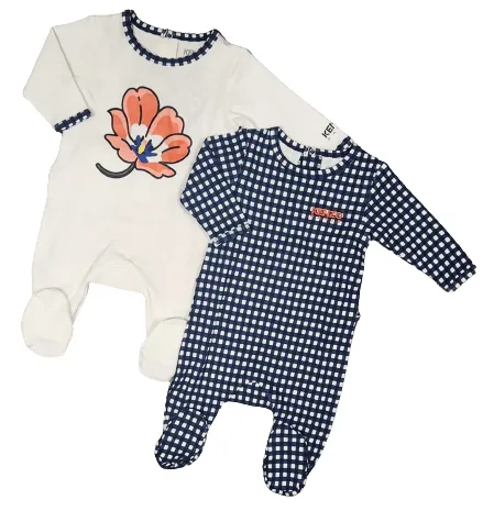 Ivory Flower Graphic Printed Footie Set