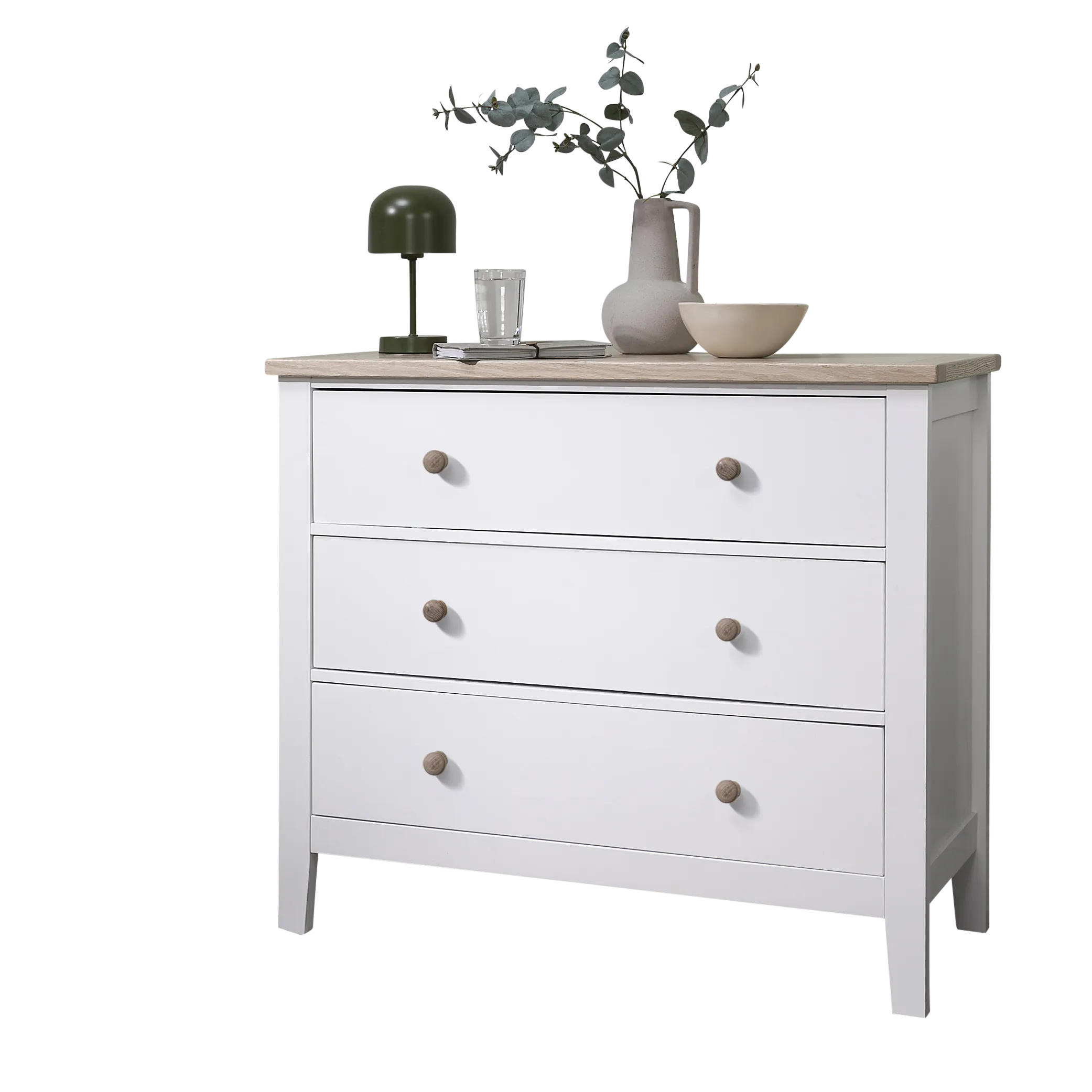 Jäkkvik 3 Drawer Wide Chest of Drawers in White & Oak